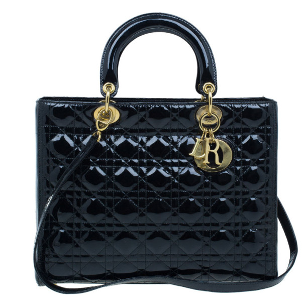 مملوكة مسبقًا Dior Black Patent Large Lady Dior