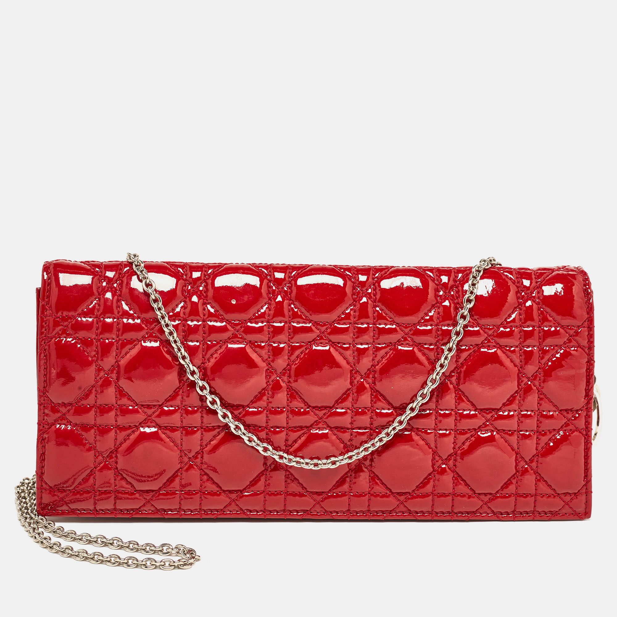 

Dior Red Cannage Patent Leather Lady Dior Chain Clutch