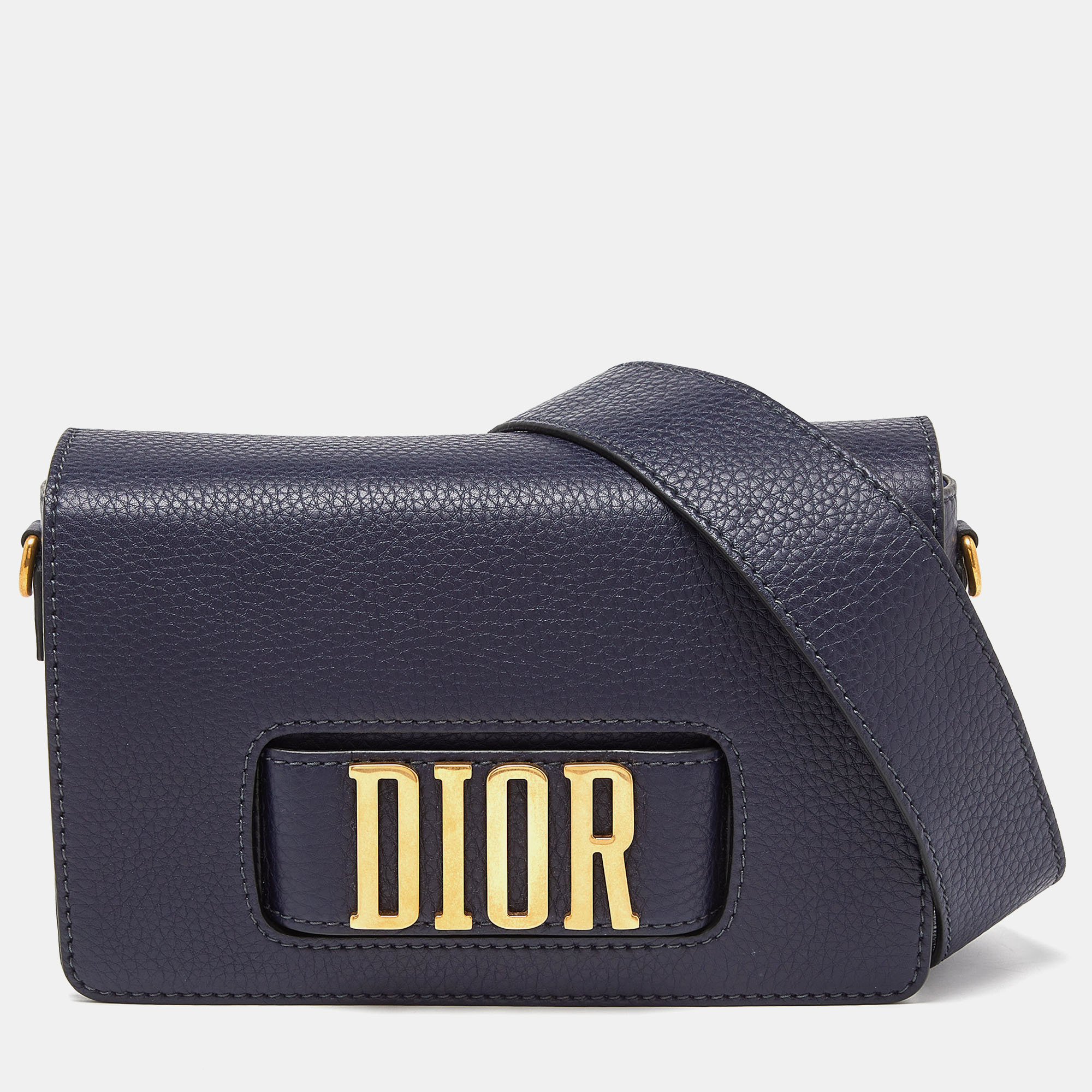 Pre-owned Dior Navy Blue Leather Dio(r)evolution Flap Bag