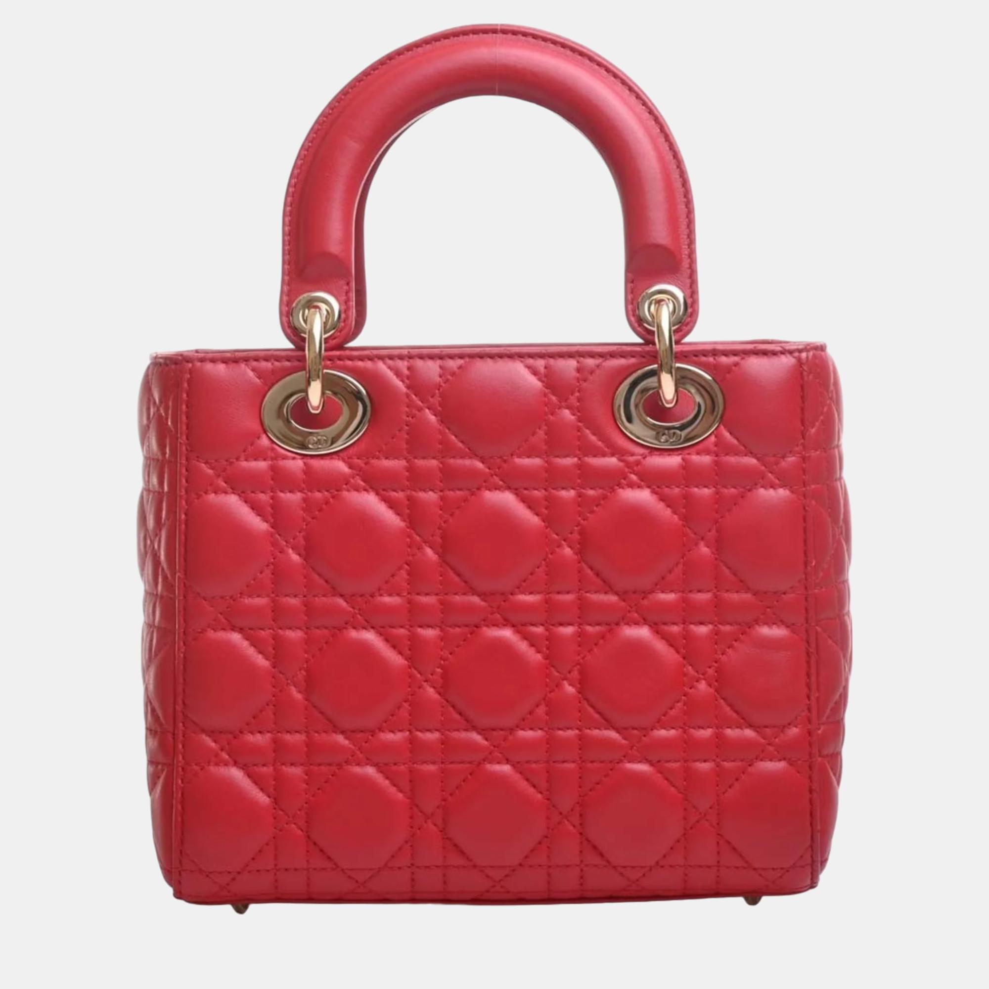 

Dior Red  Cannage Lady Dior My ABCDior Satchel