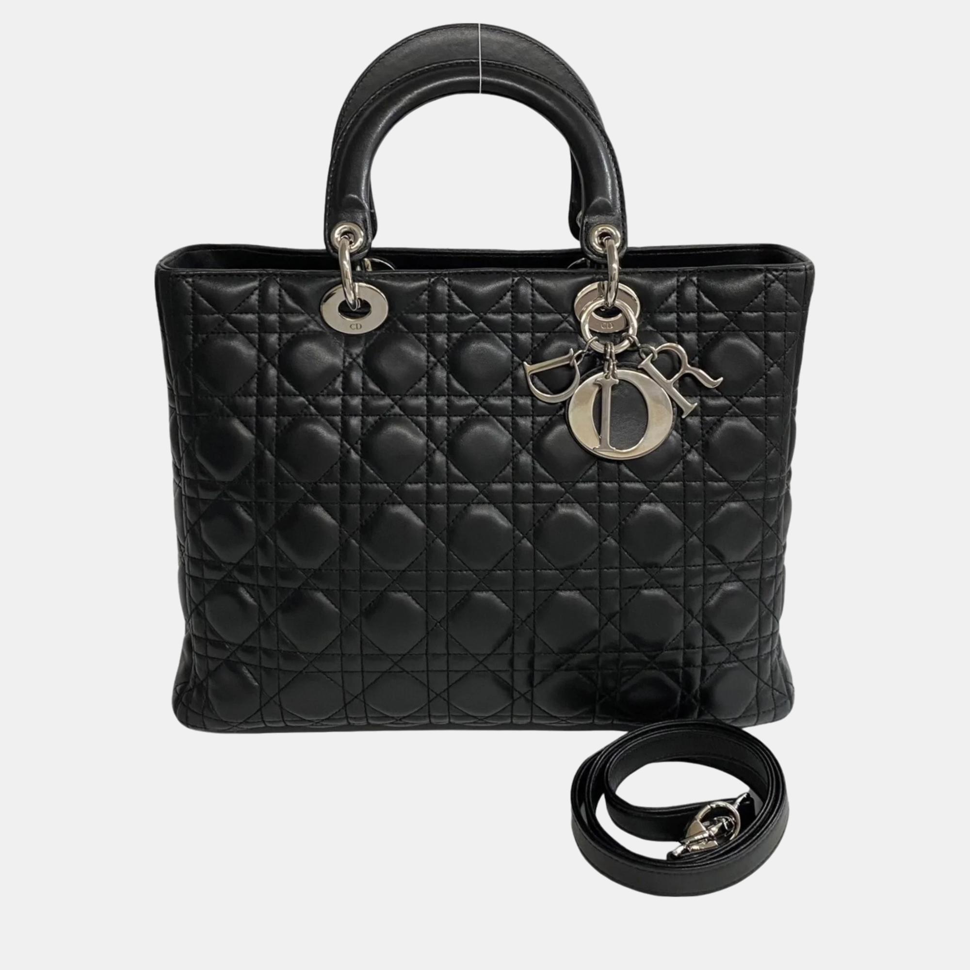

Dior Black Cannage Leather Large Lady Dior Tote