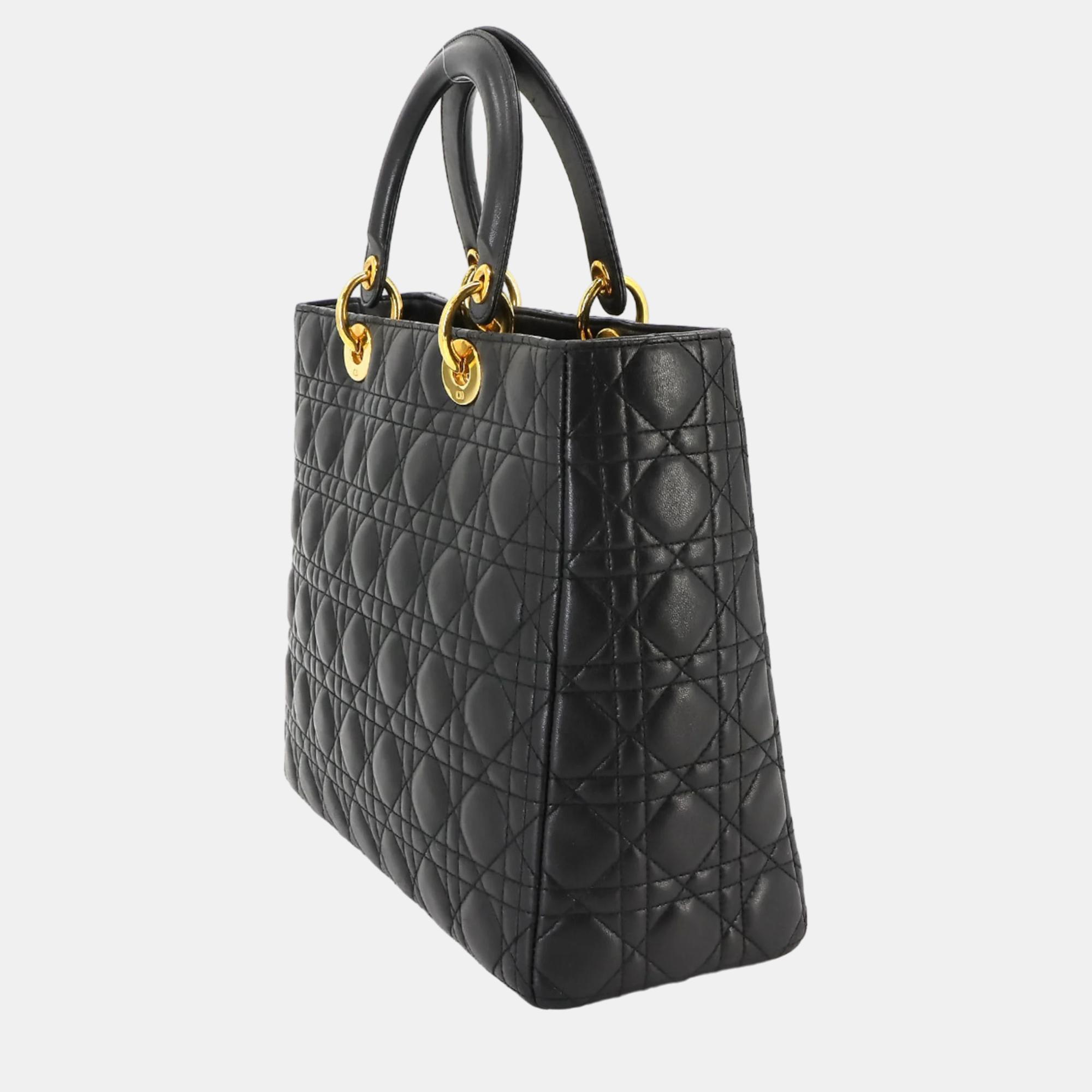 

Dior Black Cannage Leather Large Lady Dior Tote