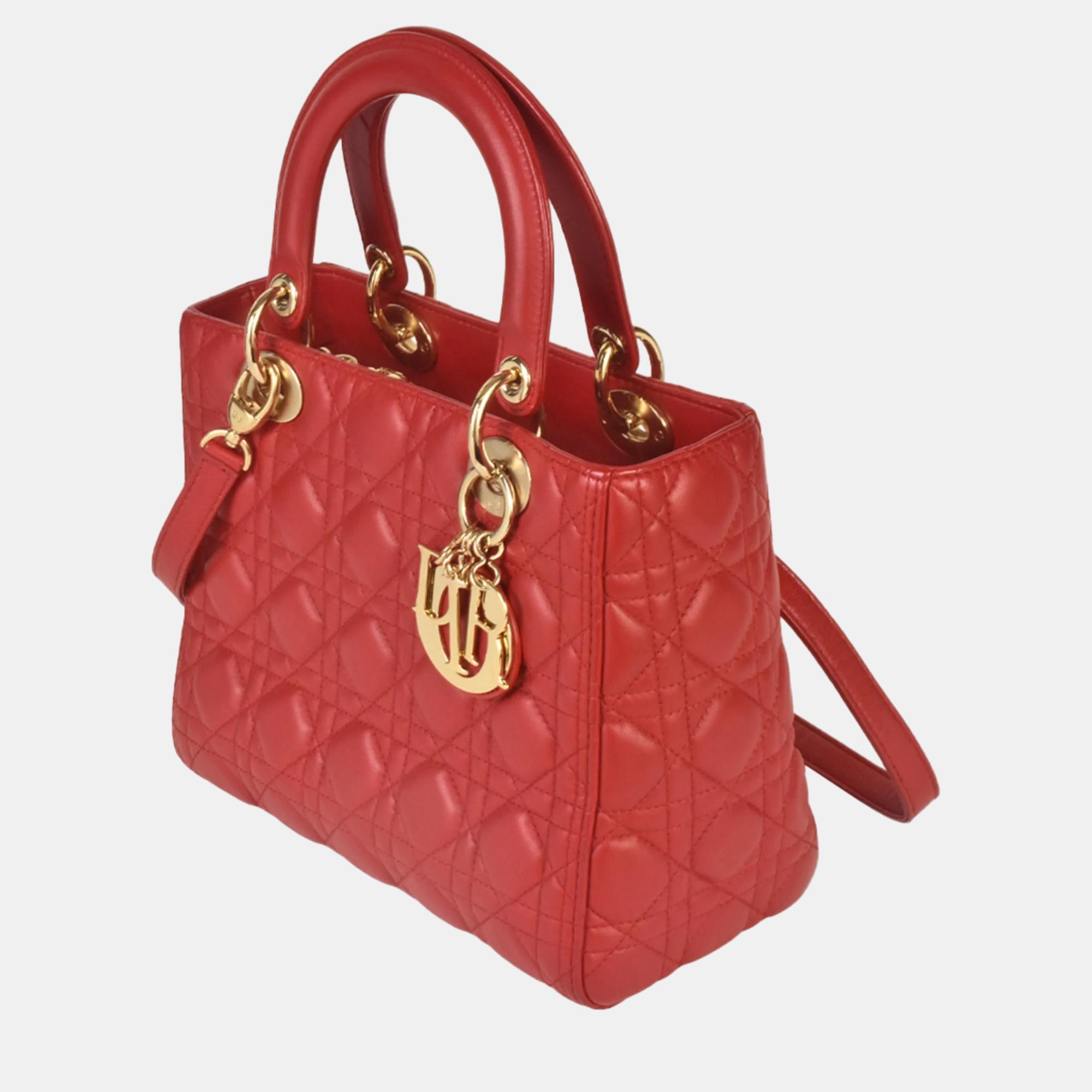 

Christian Dior Red  Cannage Lady Dior Bag