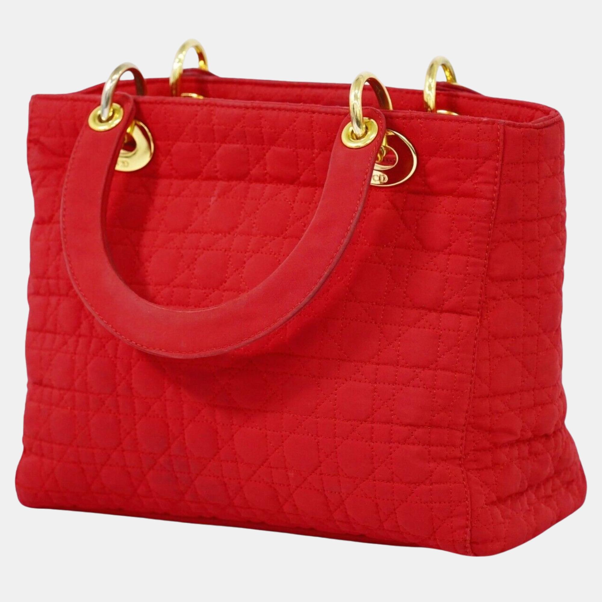 

Dior Red Synthetic Medium Lady Dior Top Handle bag