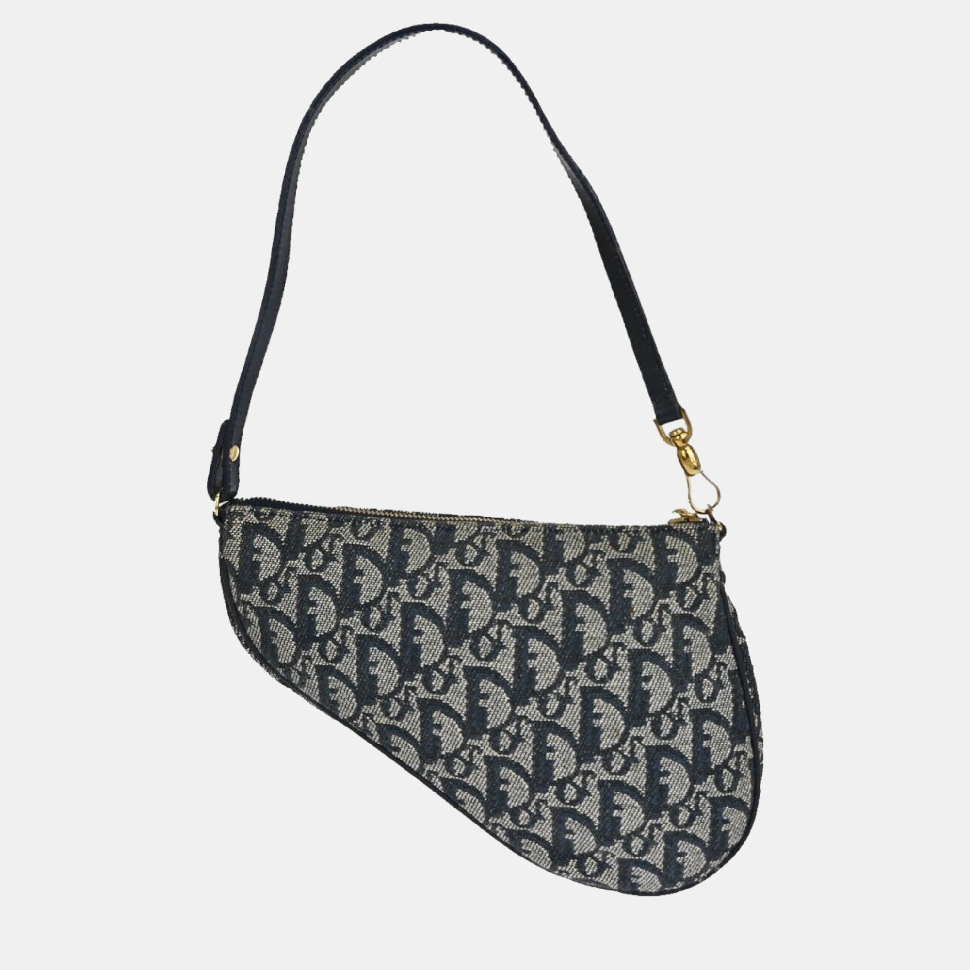 

Christian Dior Canvas Mini Saddle Pouch, Navy blue
