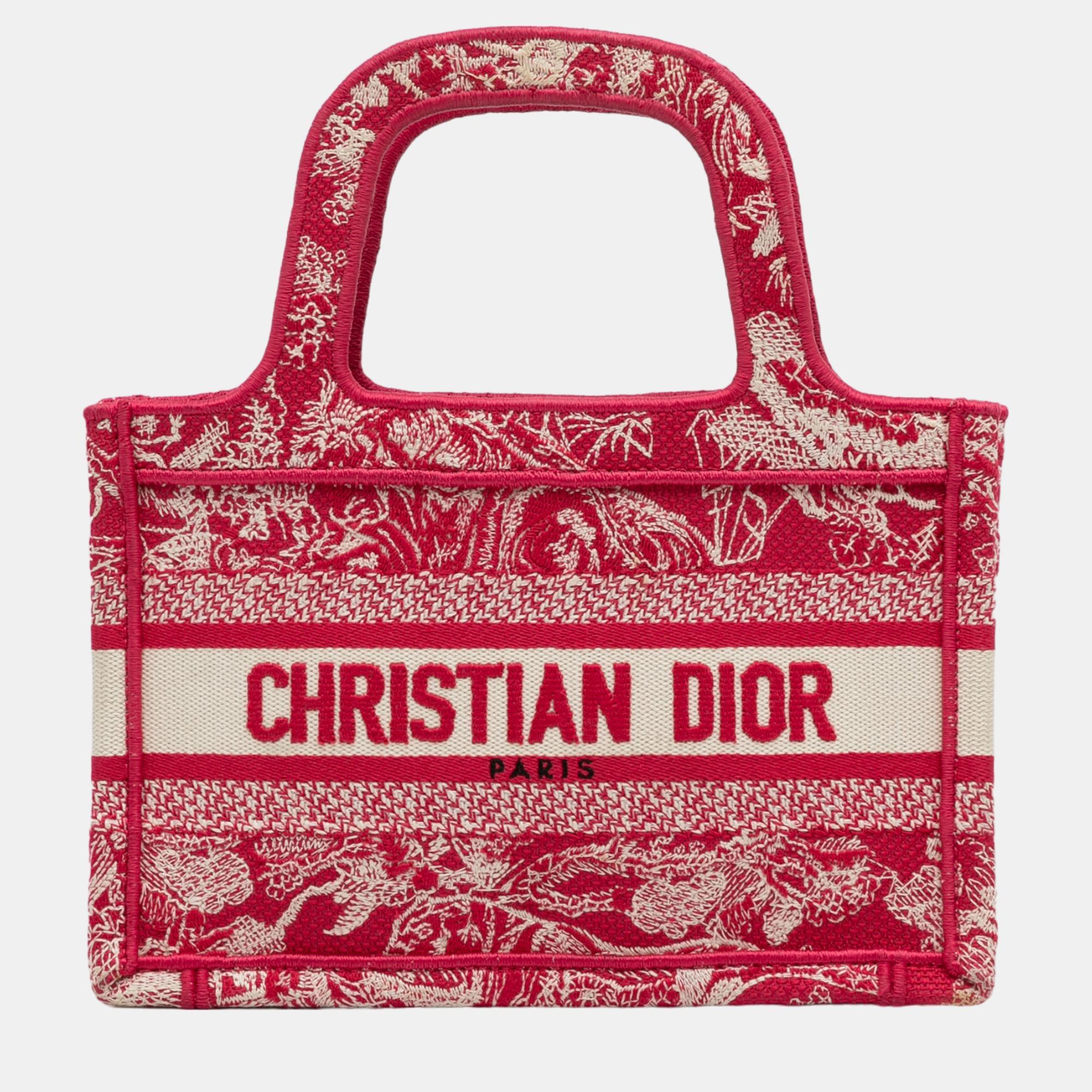 

Dior Red Mini Embroidered Book Tote