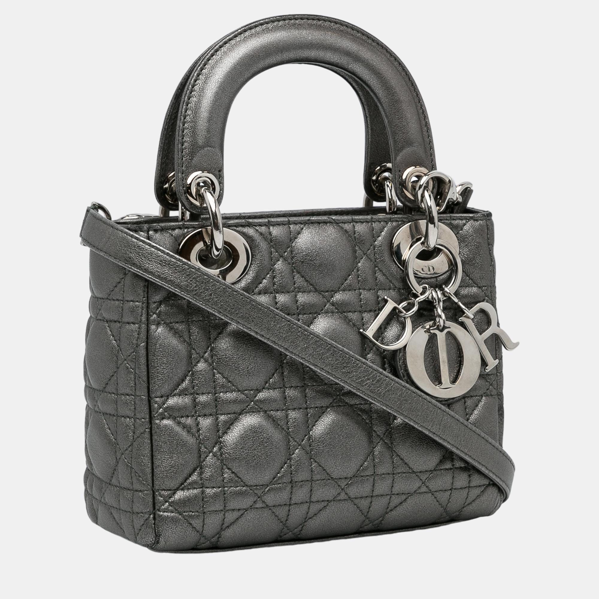 

Dior Grey Small Lambskin Cannage Lady Dior