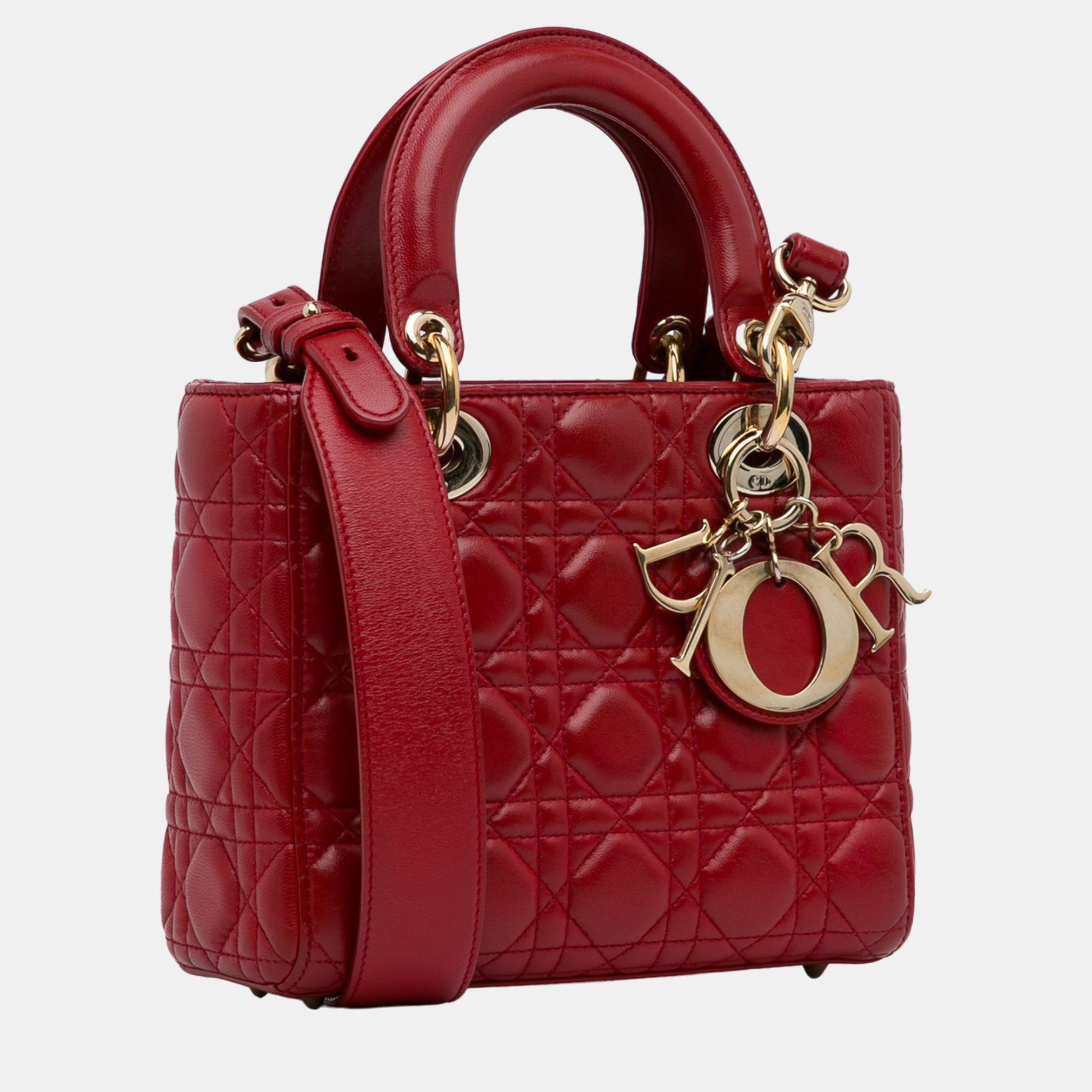 

Dior Red Small Lambskin Cannage My ABCDior Lady Dior