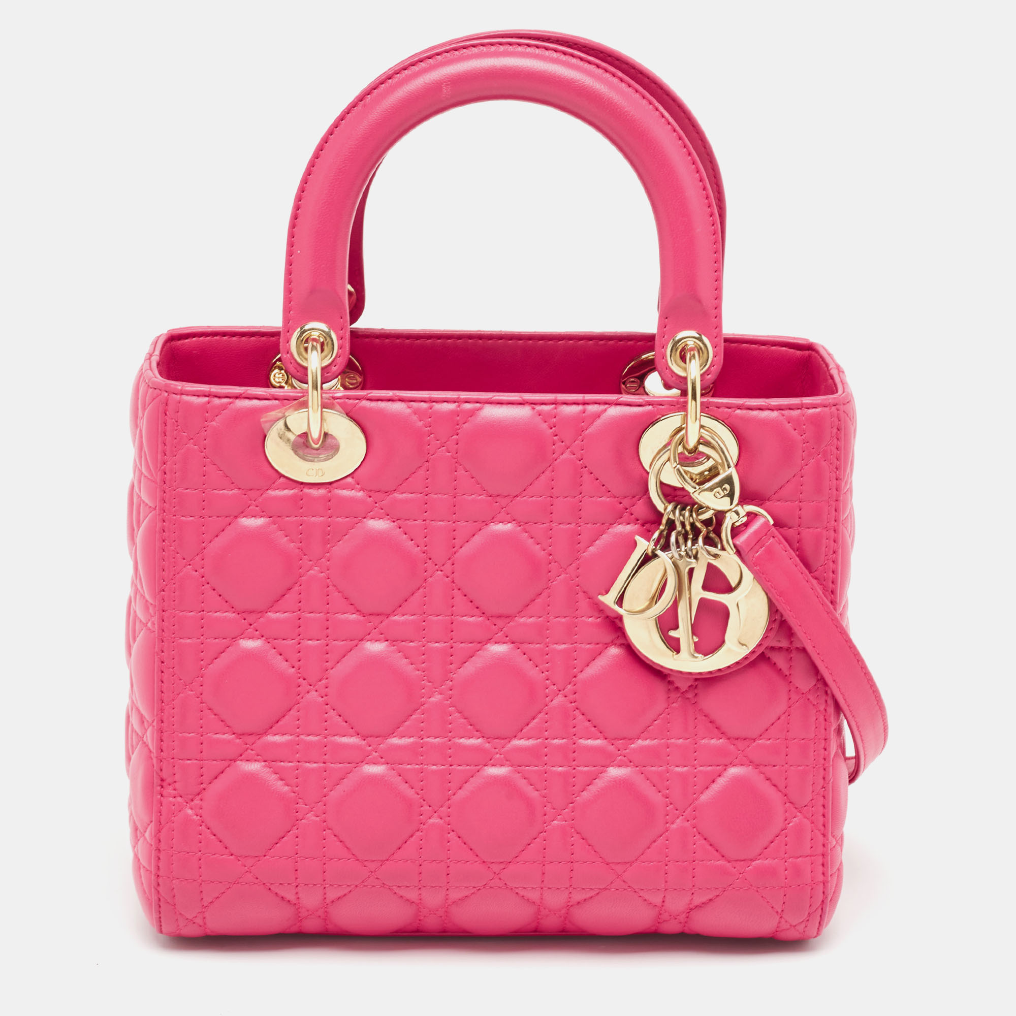

Dior Pink Cannage Leather  Lady Dior Tote