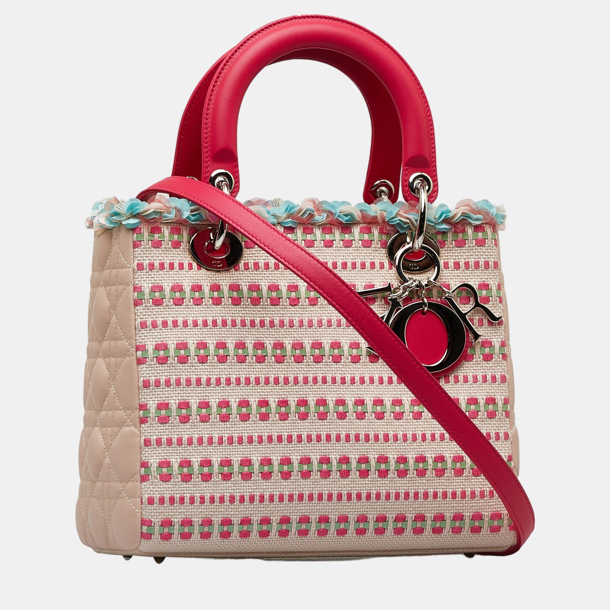 

Dior Pink Medium Tweed Lady Dior Satchel