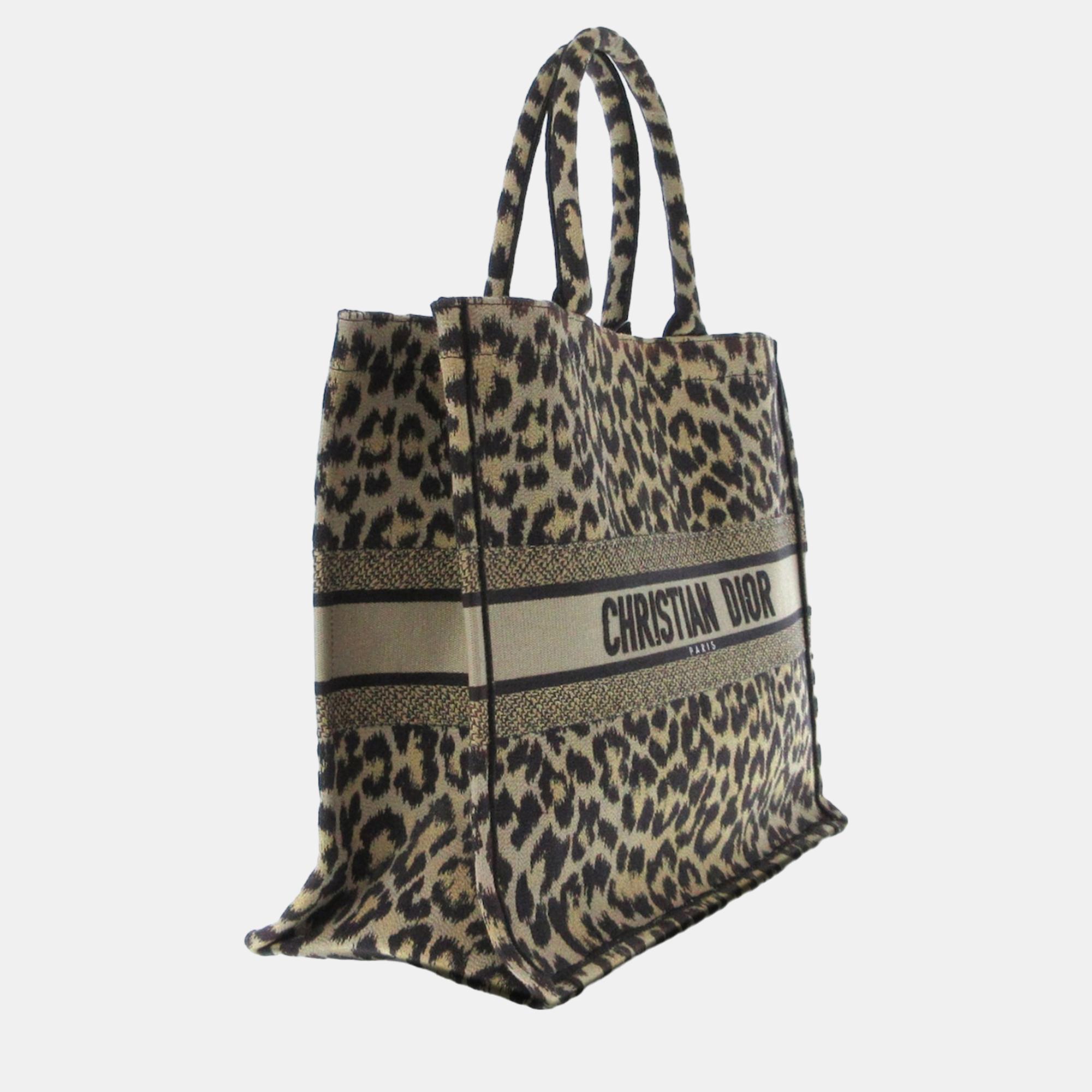 

Dior Brown Large Leopard Mizza Book Tote