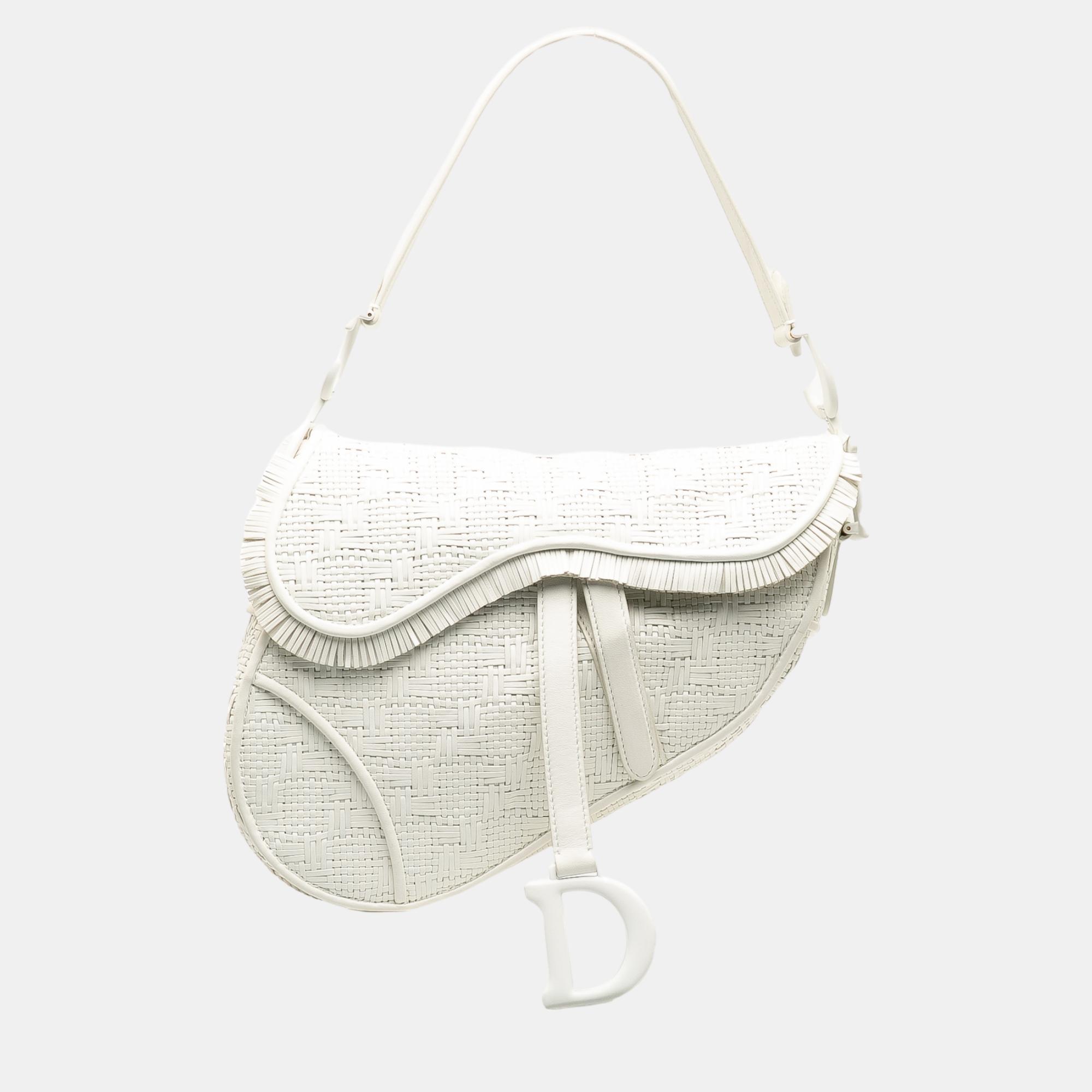 

Dior White Ultra Matte Woven Saddle