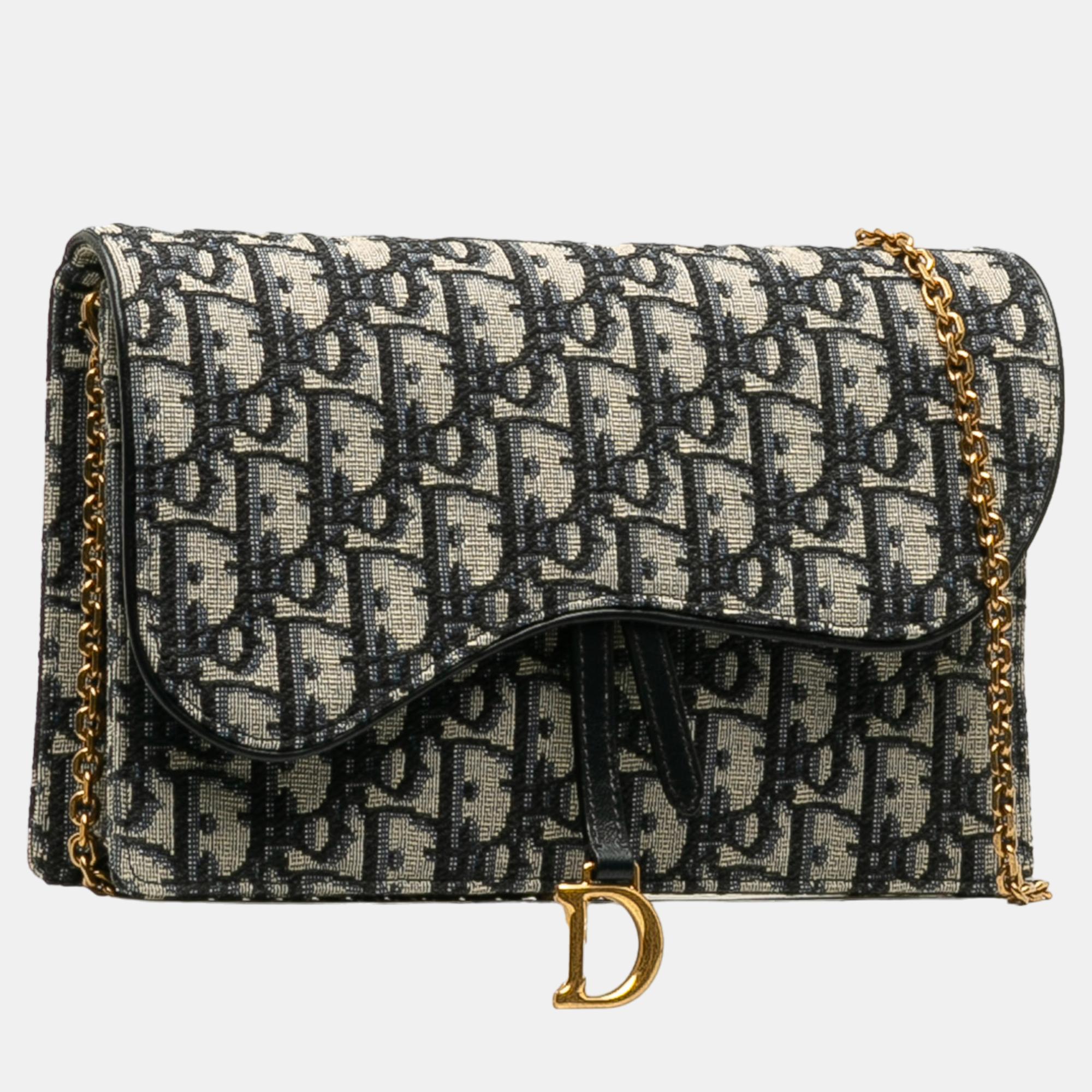 

Dior Blue Oblique Saddle Wallet On Chain