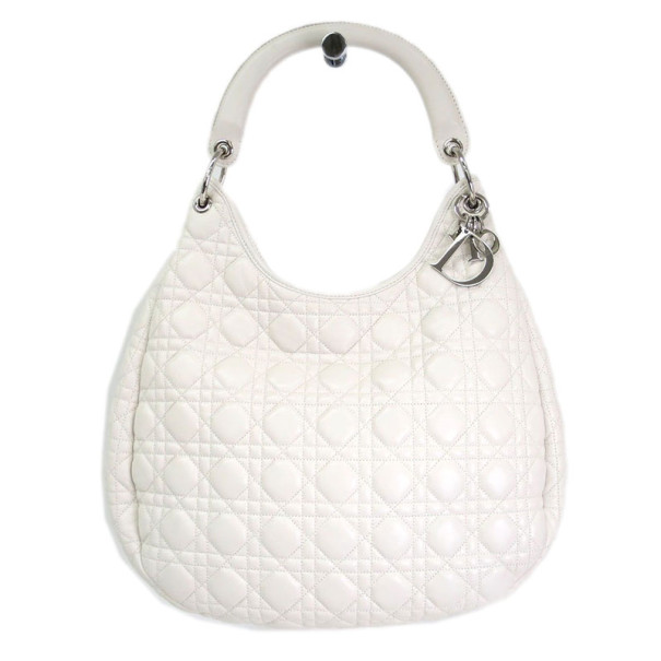 Pre Owned Dior White Leather Cannage Large Hobo