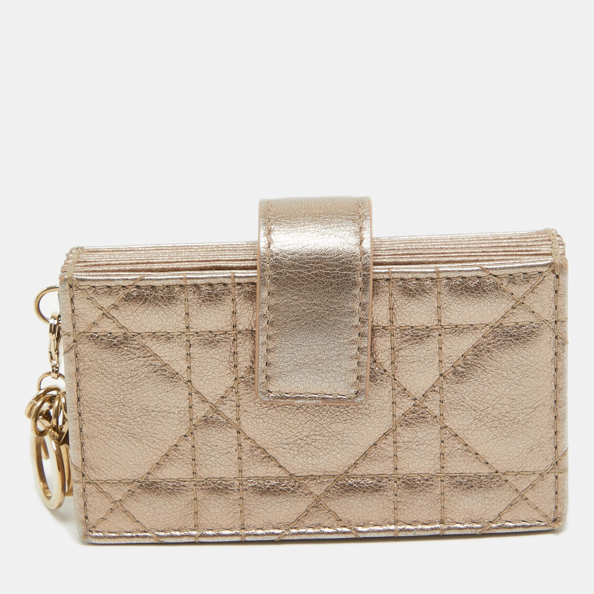 Pre-owned Dior 5 Gusset Card Holder In Metallic