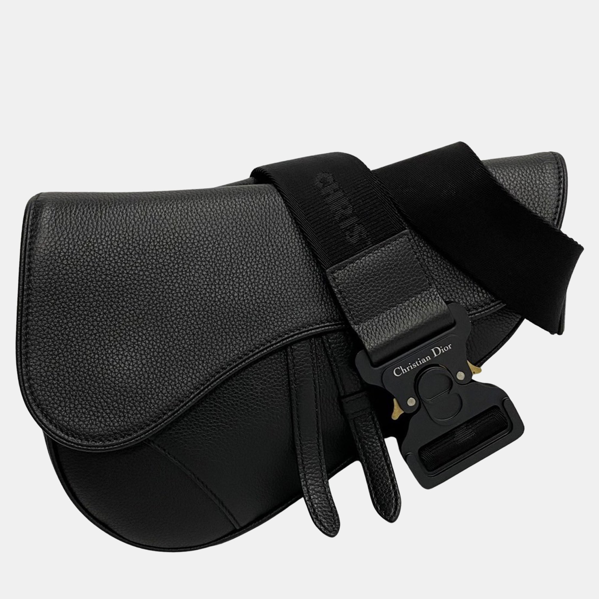 Pre-owned Dior Black Leather Leather Saddle Bag