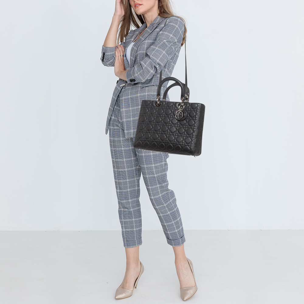 

Dior Black Cannage Leather  Lady Dior Tote