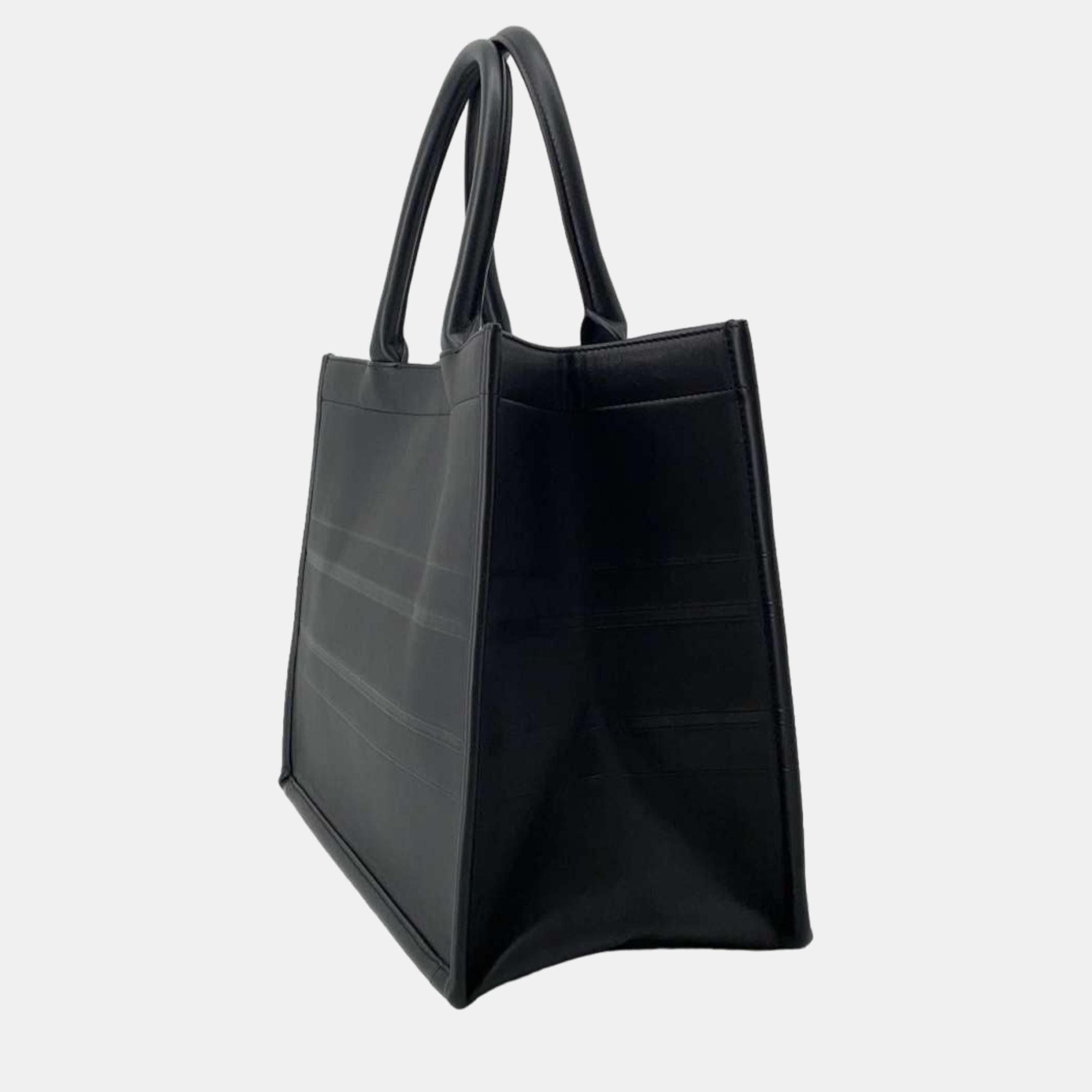 

Dior Black Leather Medium Book Tote Bag