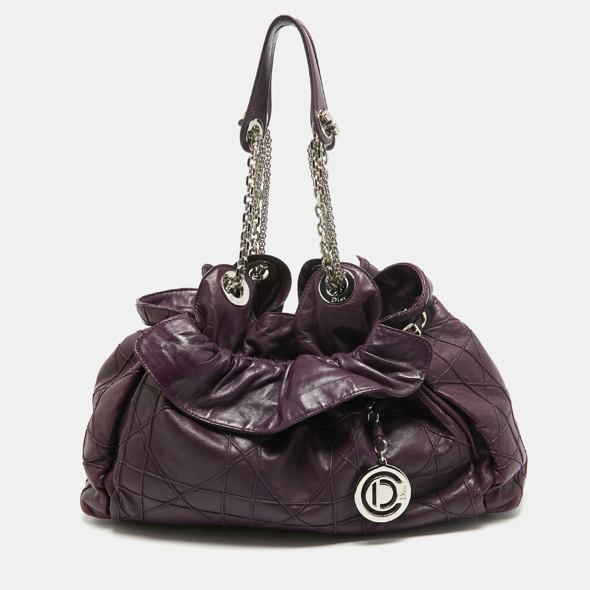 Pre-owned Dior Purple Cannage Leather Le Trente Shoulder Bag