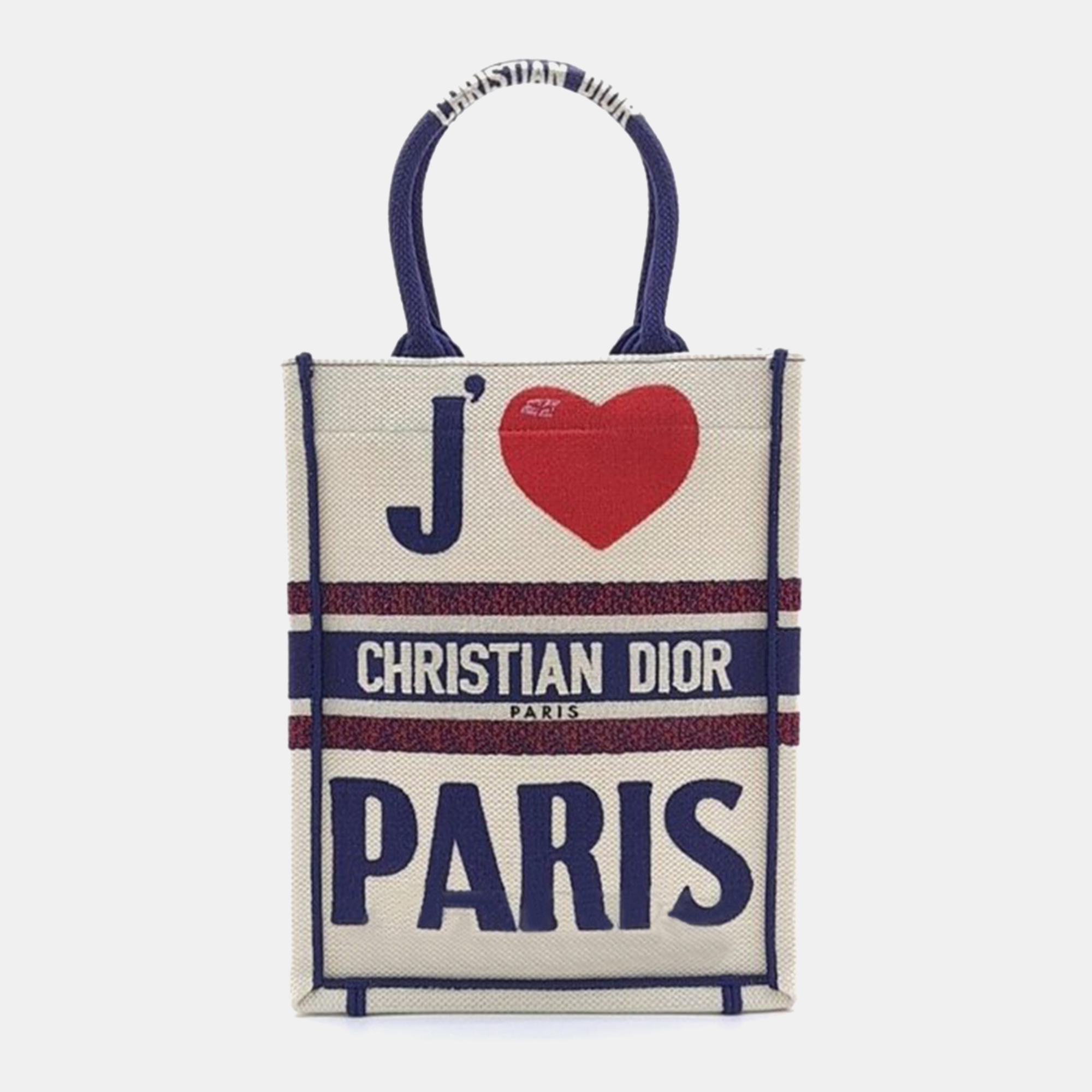 Pre-owned Dior Christian  Mini Book Tote Vertical Bag M1272zrgw In Cream