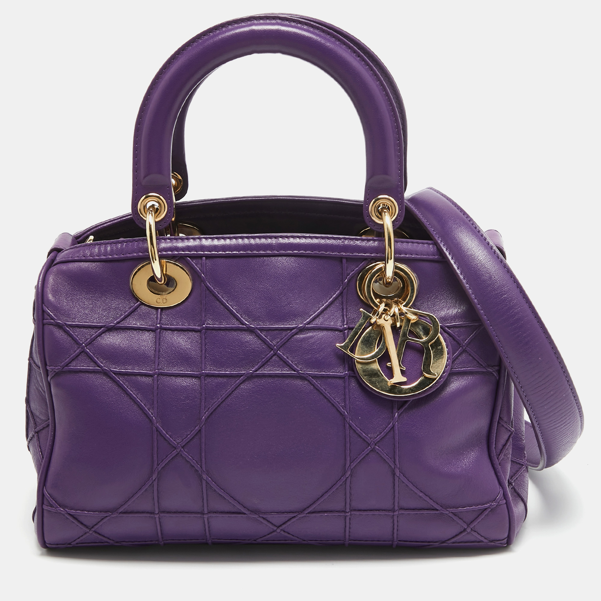 Pre-owned Dior Purple Leather Granville Polochon Bag