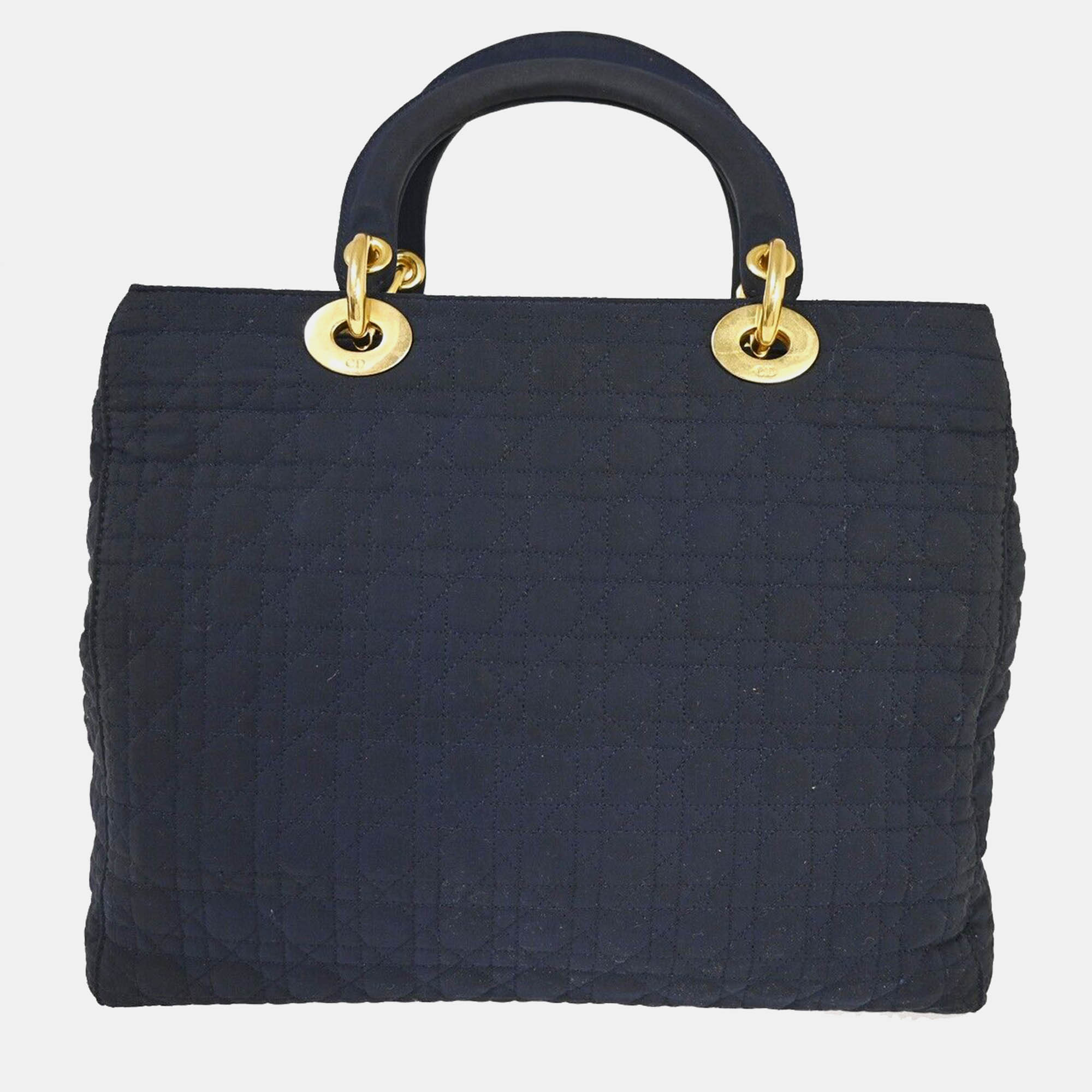 

Dior Blue Canvas Lady Dior Tote Bag, Navy blue