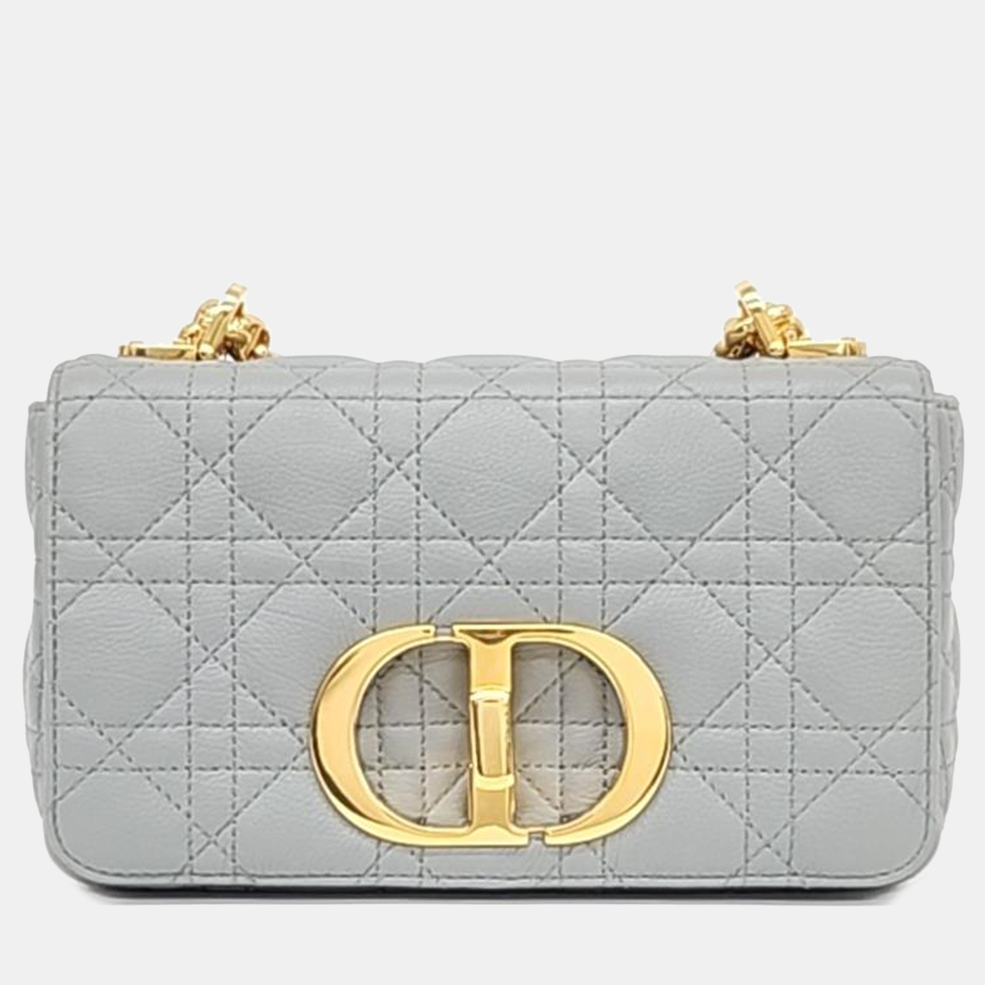 Pre-owned Dior Christian  Cannage Caro Bag Small In Grey