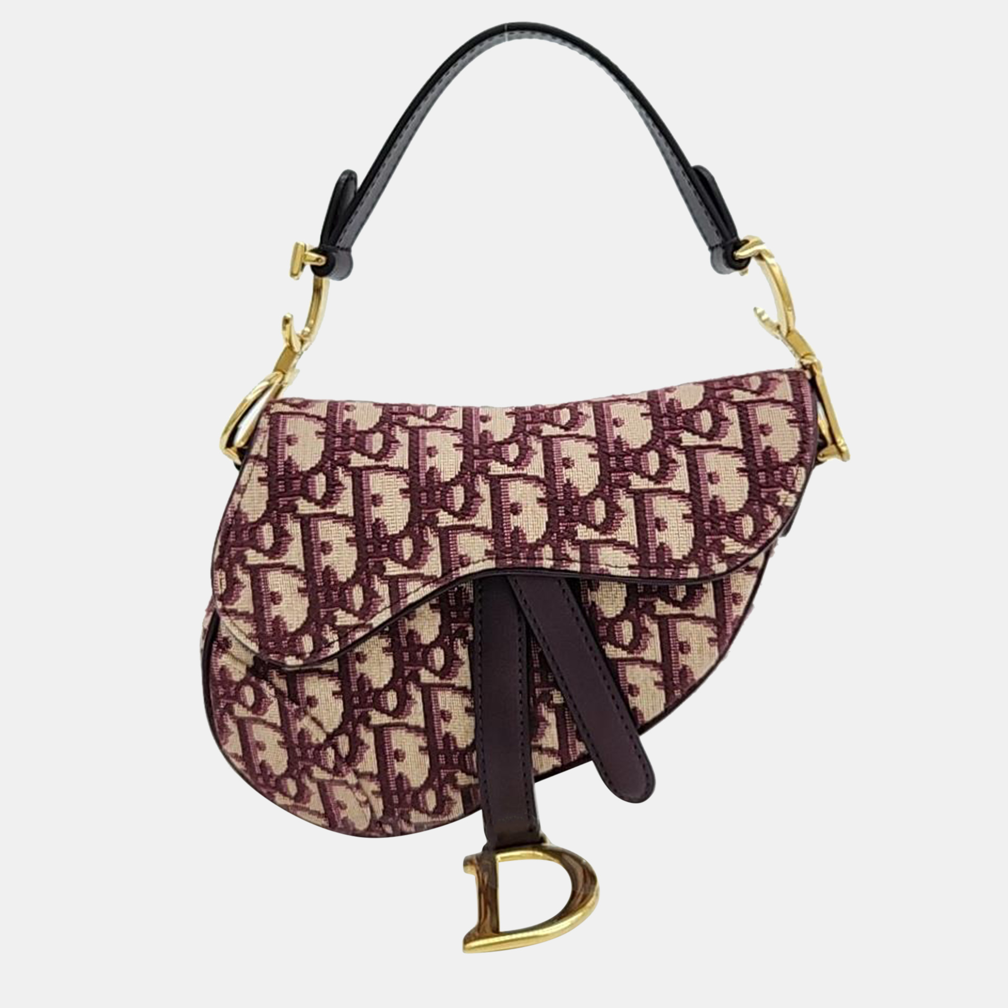 

Christian Dior Oblique Mini Saddle Bag + Strap, Burgundy