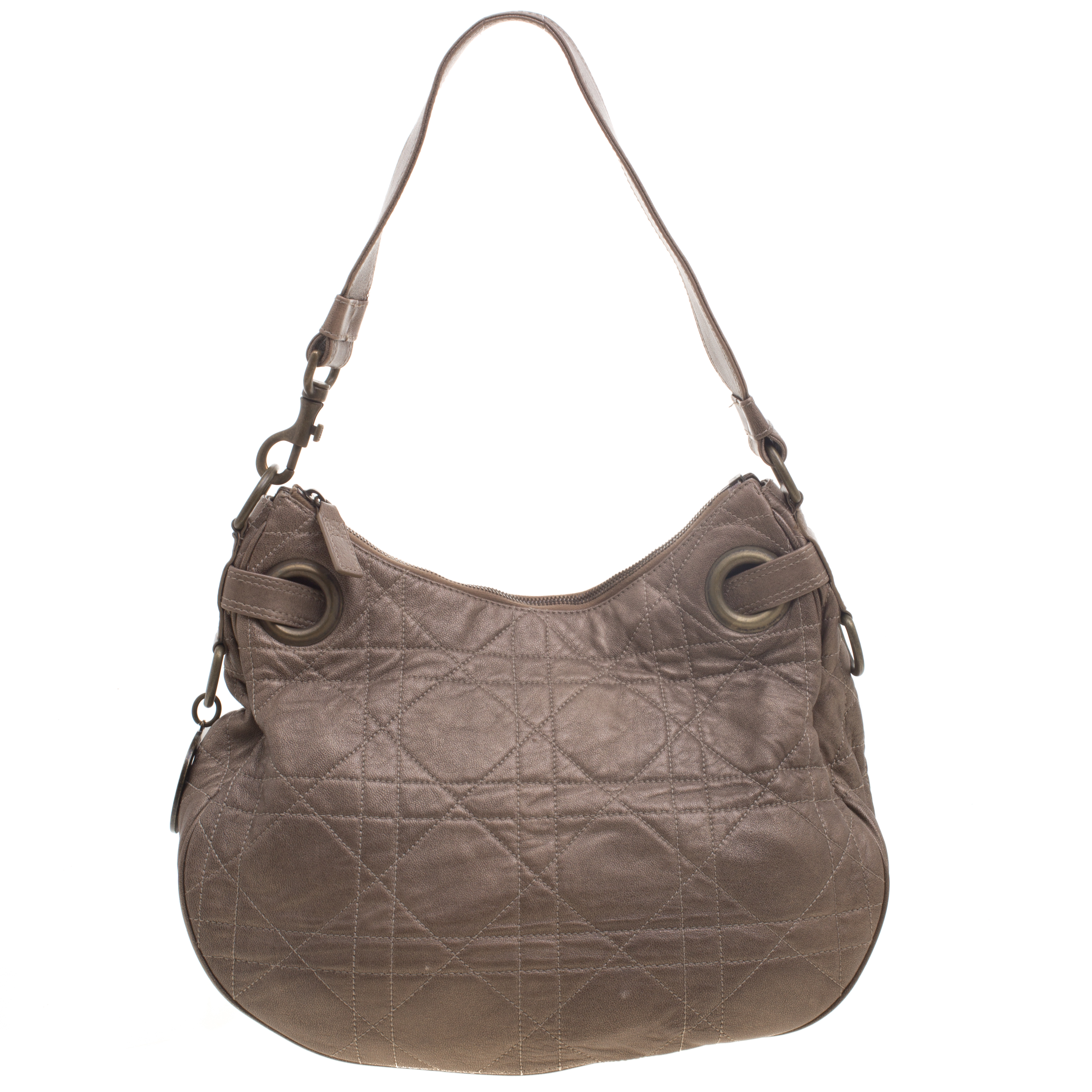 Pre Owned Dior Metallic Brown Cannage Leather Hobo