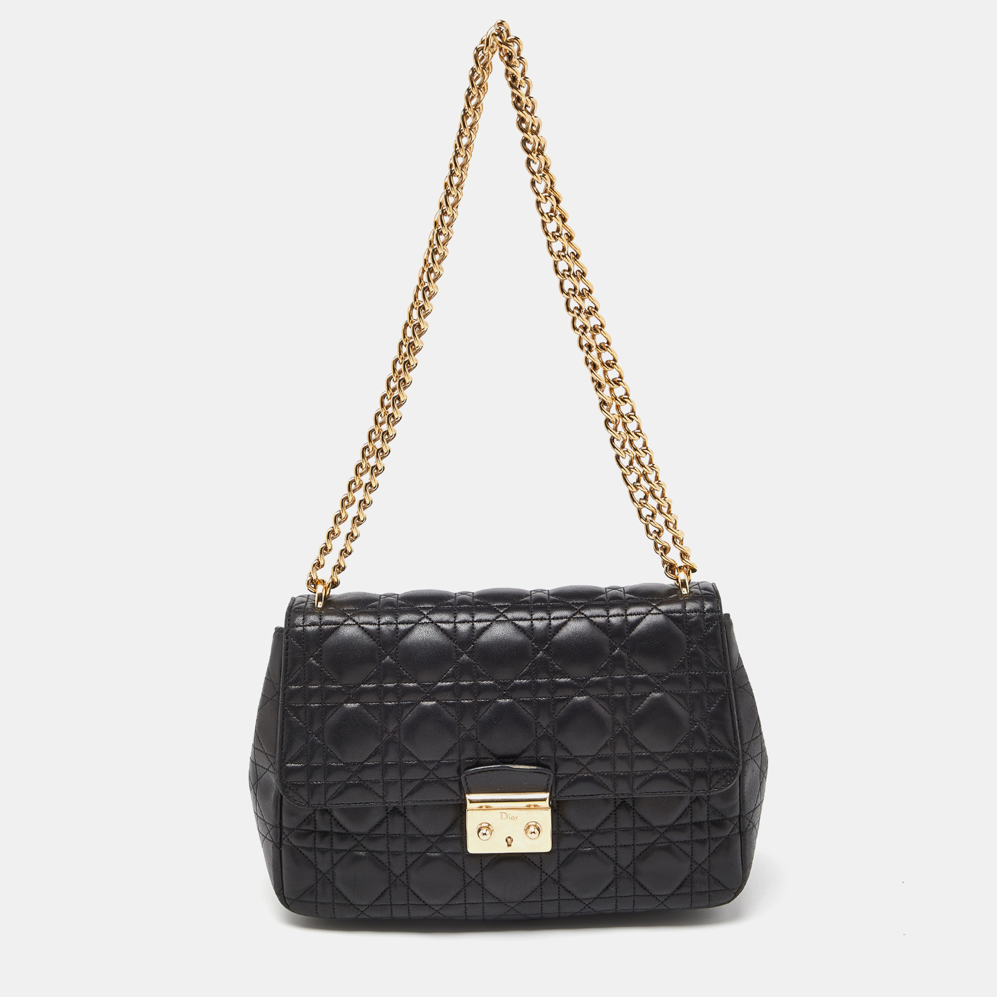 

Dior Black Cannage Leather Medium Miss Dior Flap Chain Shoulder Bag