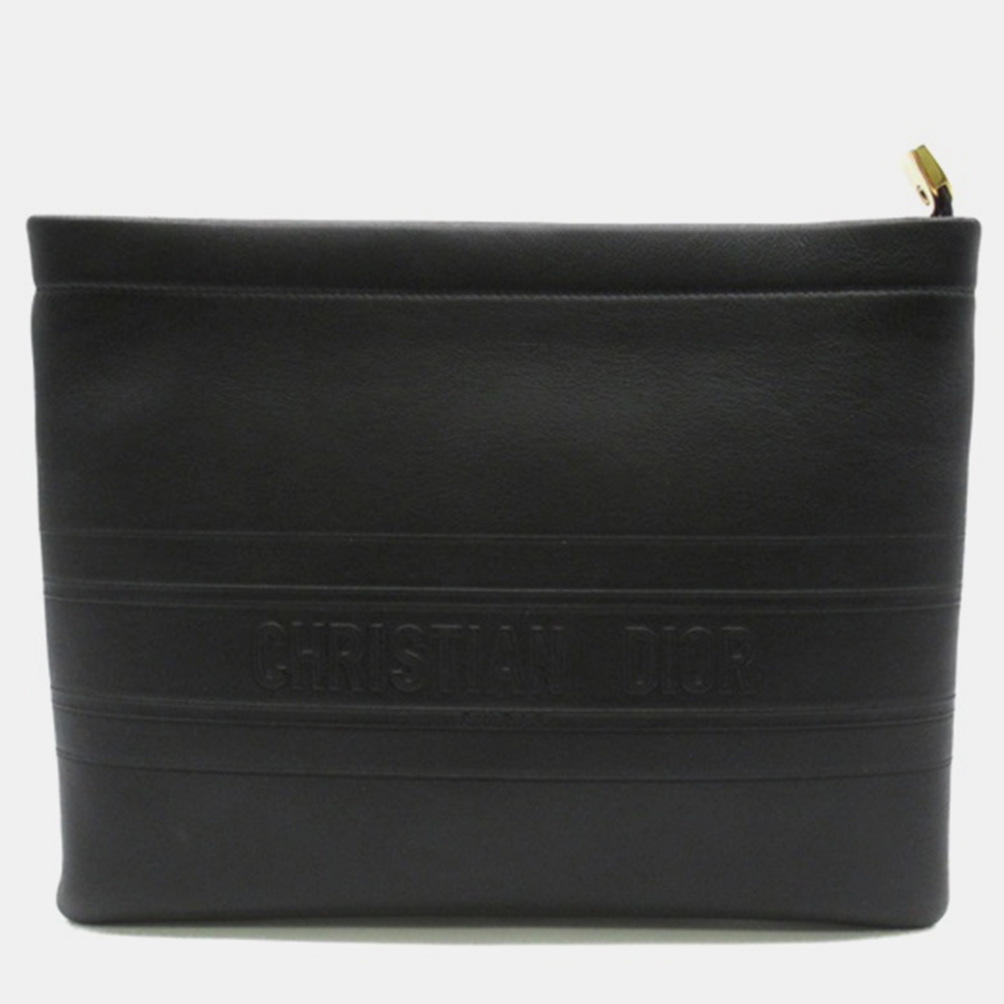 

Dior Black Leather Business Logo Zip Pouch