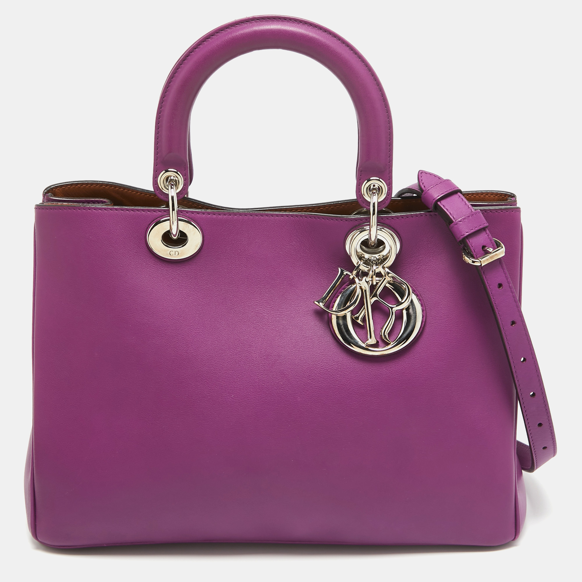 

Dior Purple Leather Medium Diorissimo Shopper Tote