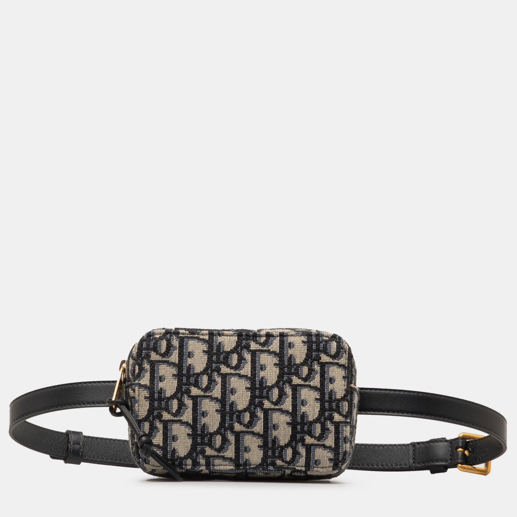 Pre-owned Dior Mini Oblique Belt Bag In Black