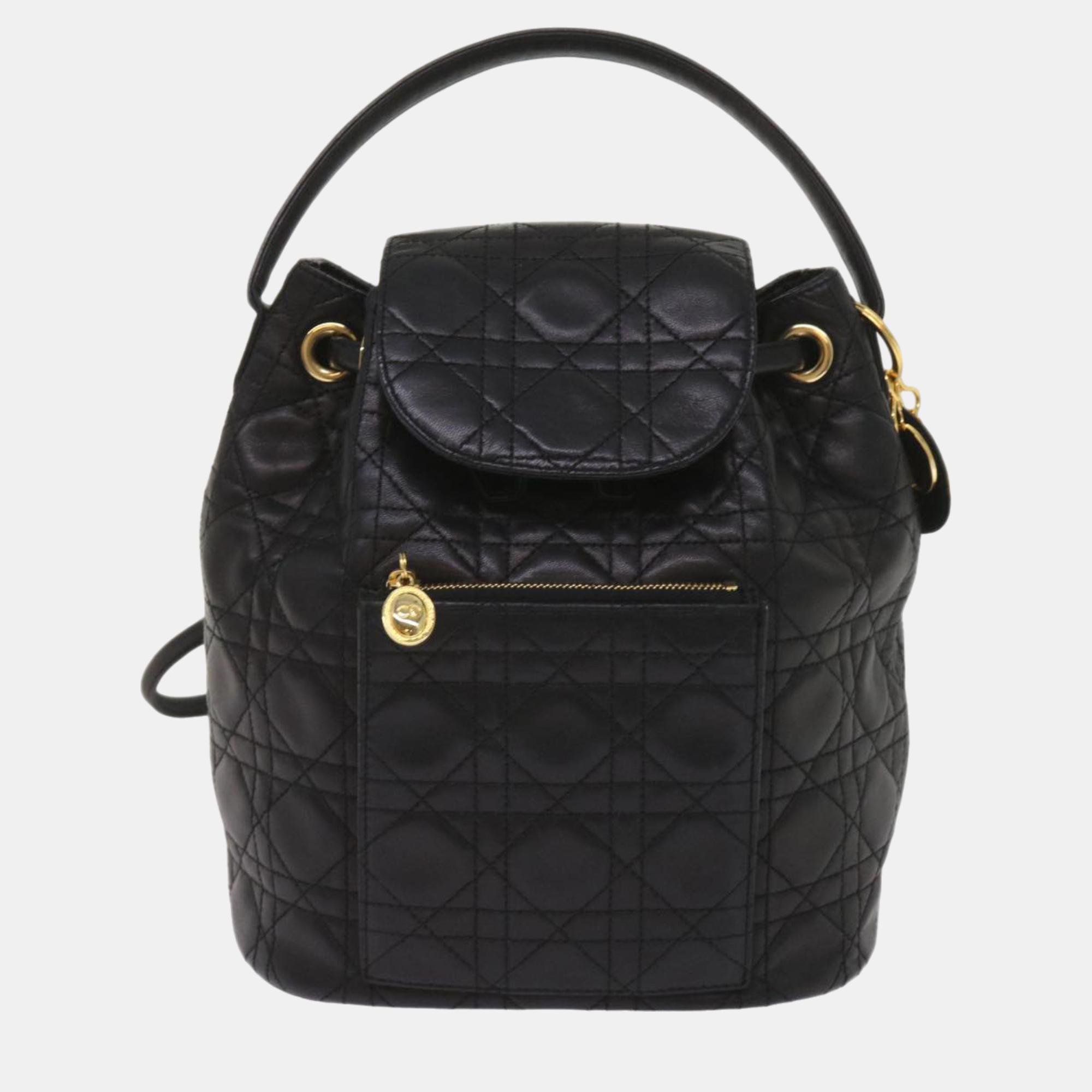 

Dior Black Cannage Leather Backpack