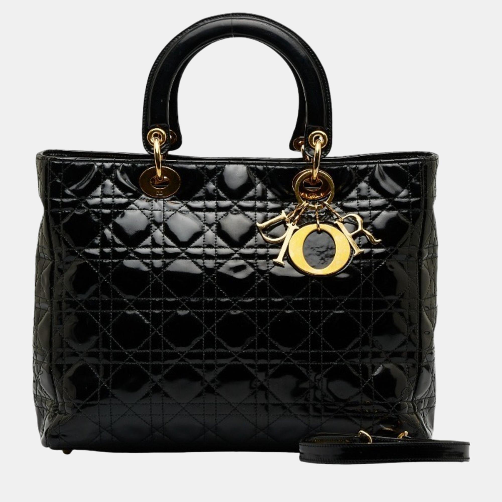 

Dior Black Patent Leather Lady Dior handbag