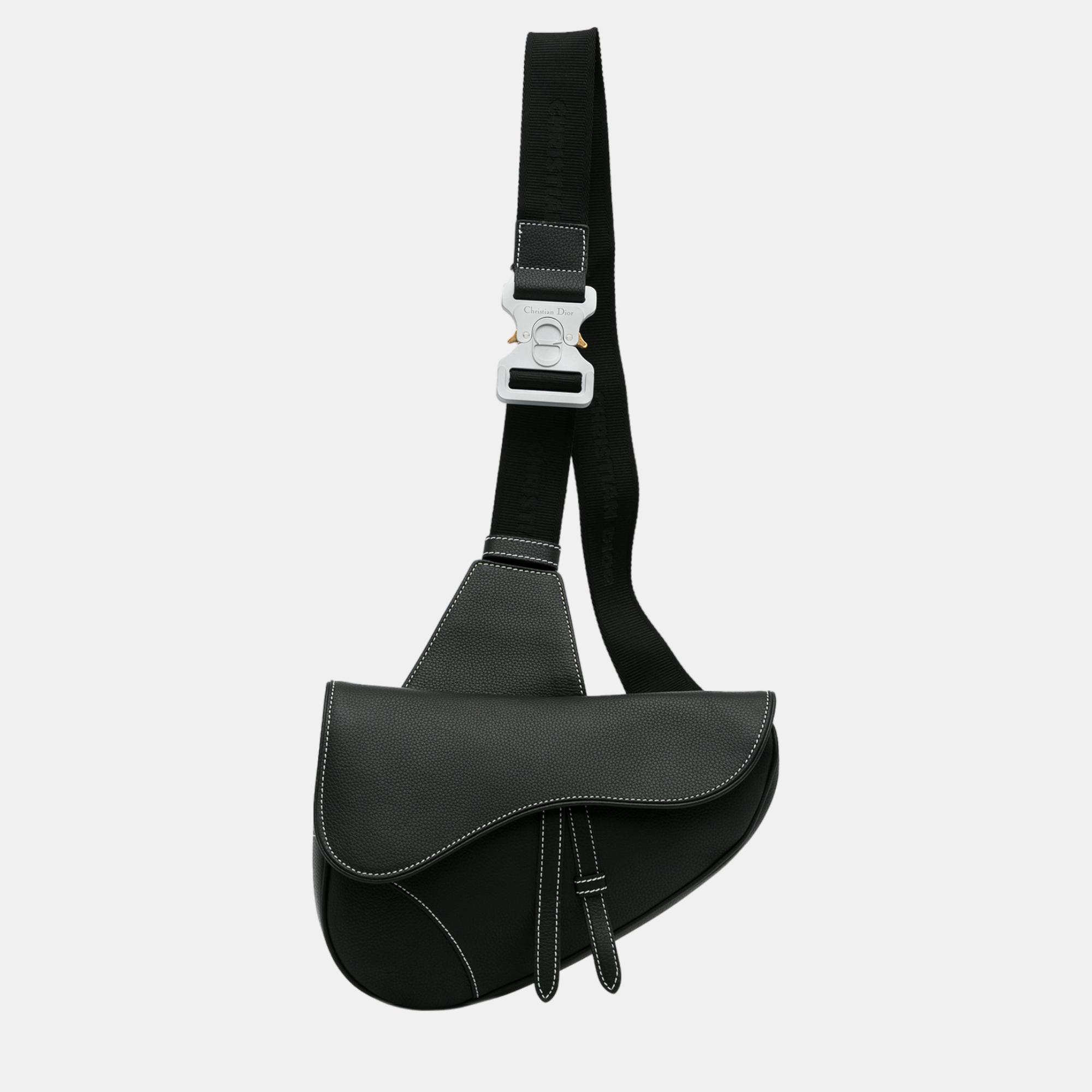 

Dior Black Grained Leather Saddle Crossbody