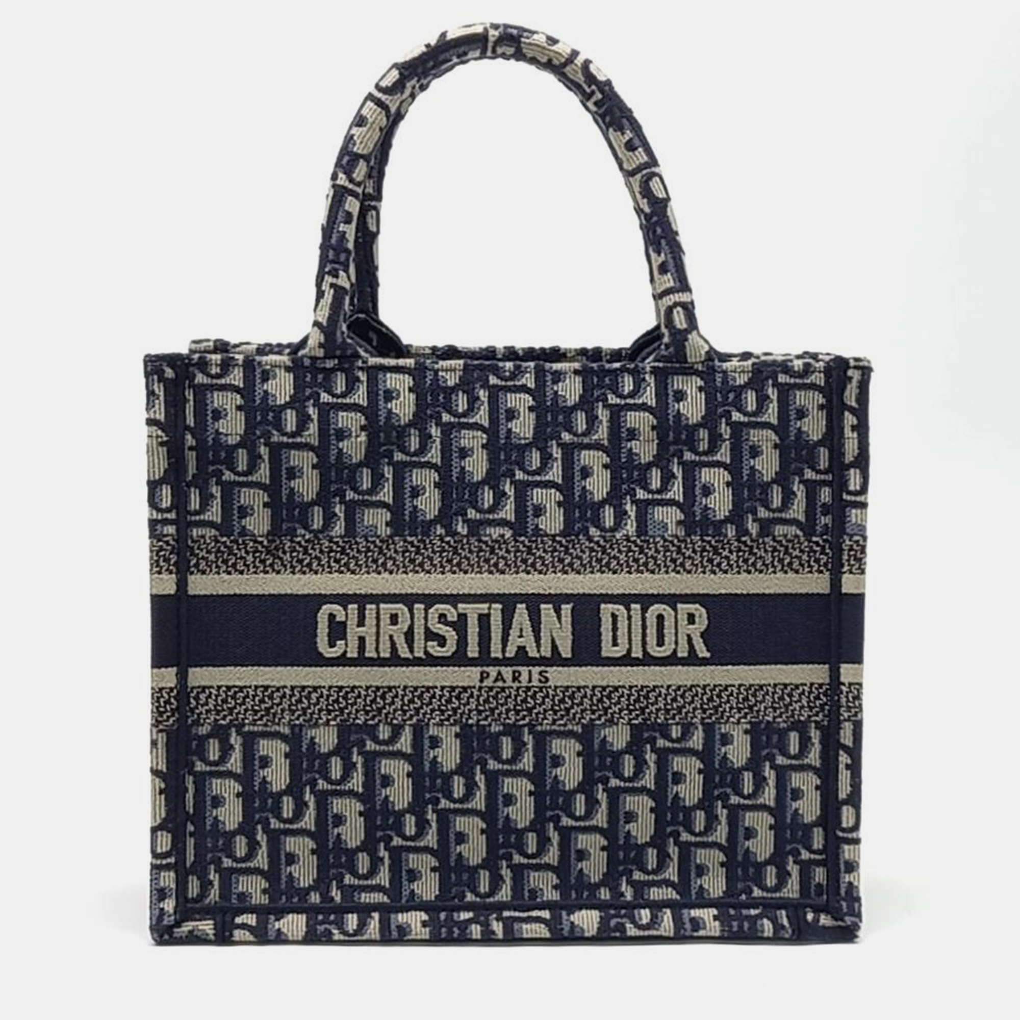 Pre-owned Dior Christian  Book Tote Handbag 26 M1265zriw In Navy Blue