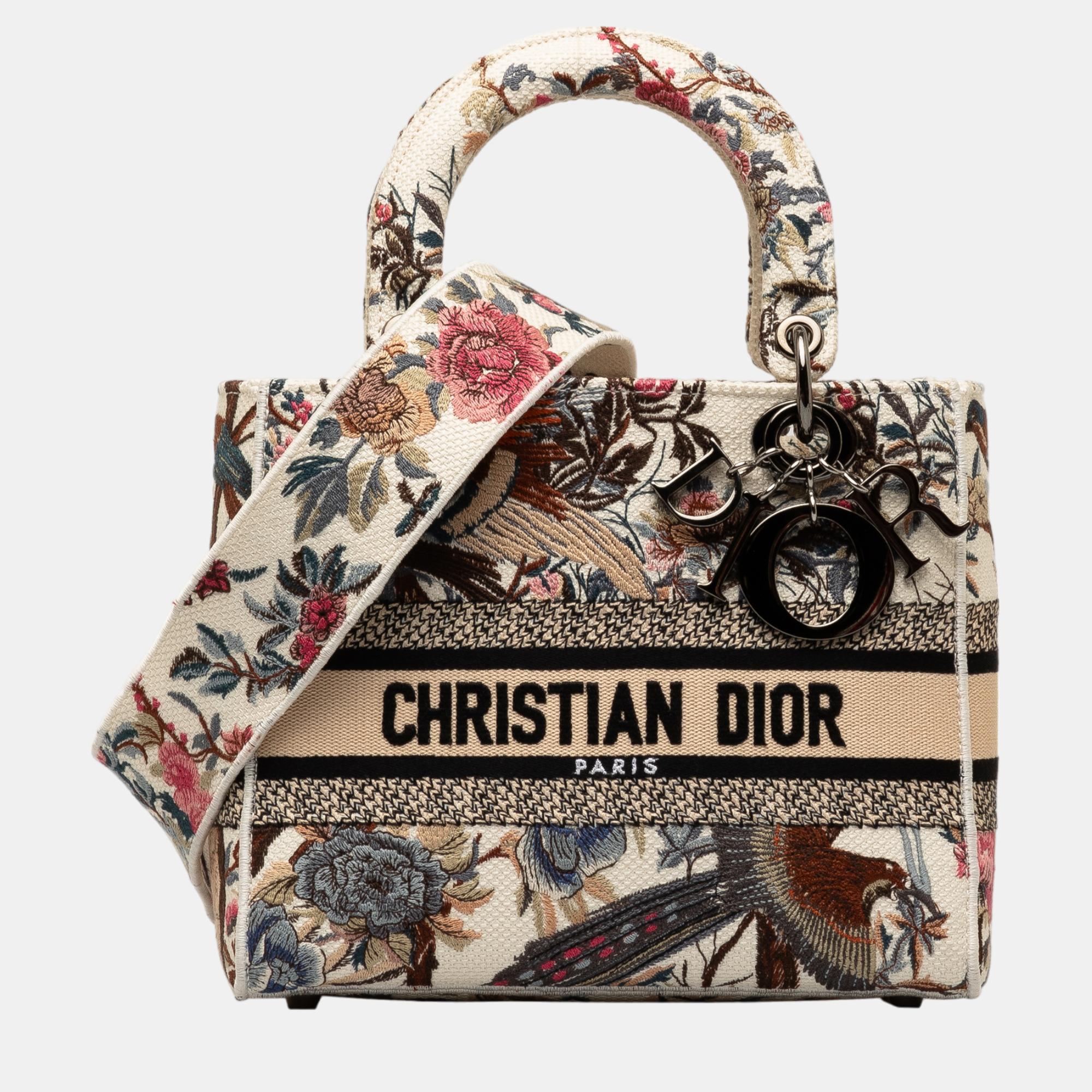 

Dior Beige/Brown Medium Jardin d'Hiver Lady D-Lite Bag