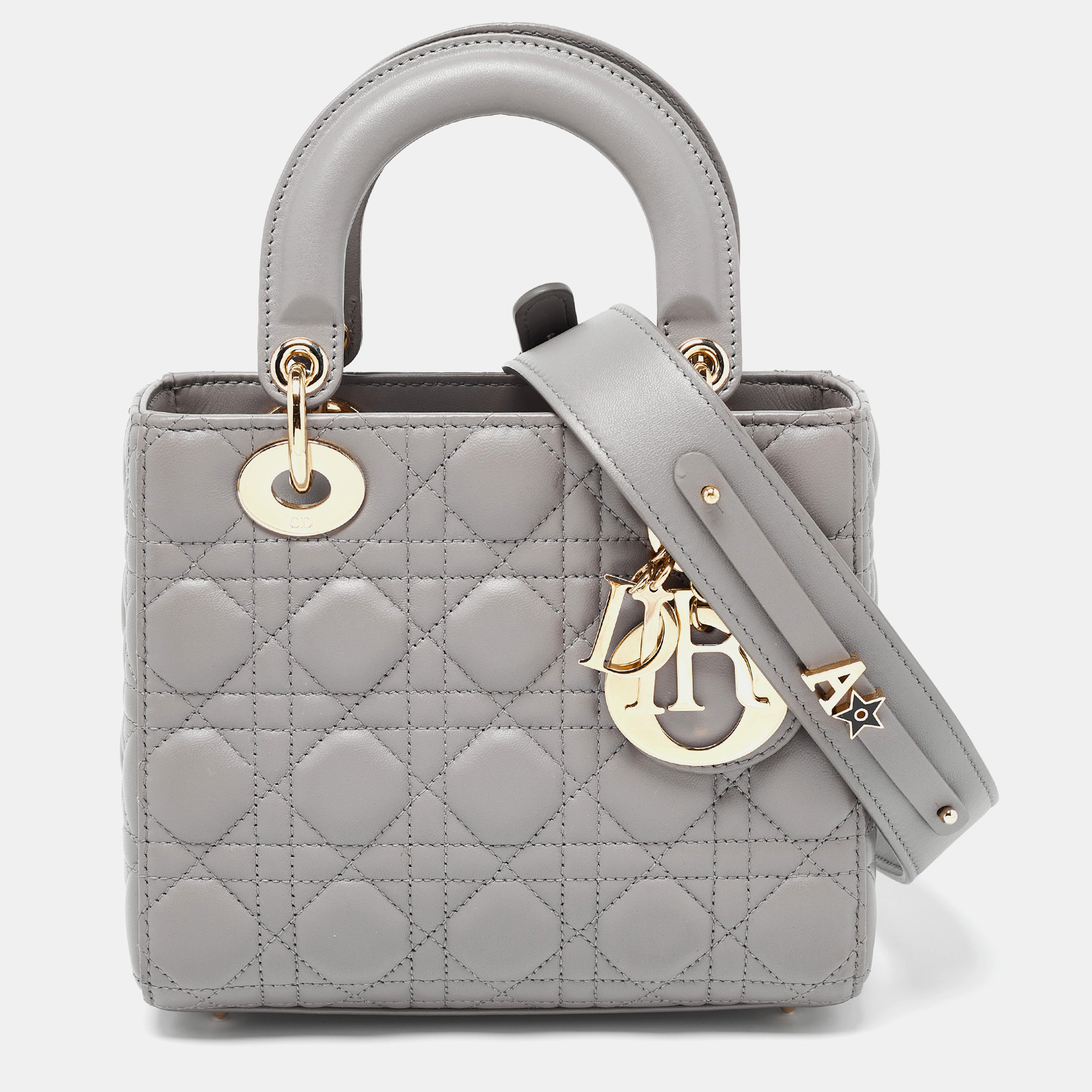

Dior Grey Cannage Leather  Lady Dior Tote
