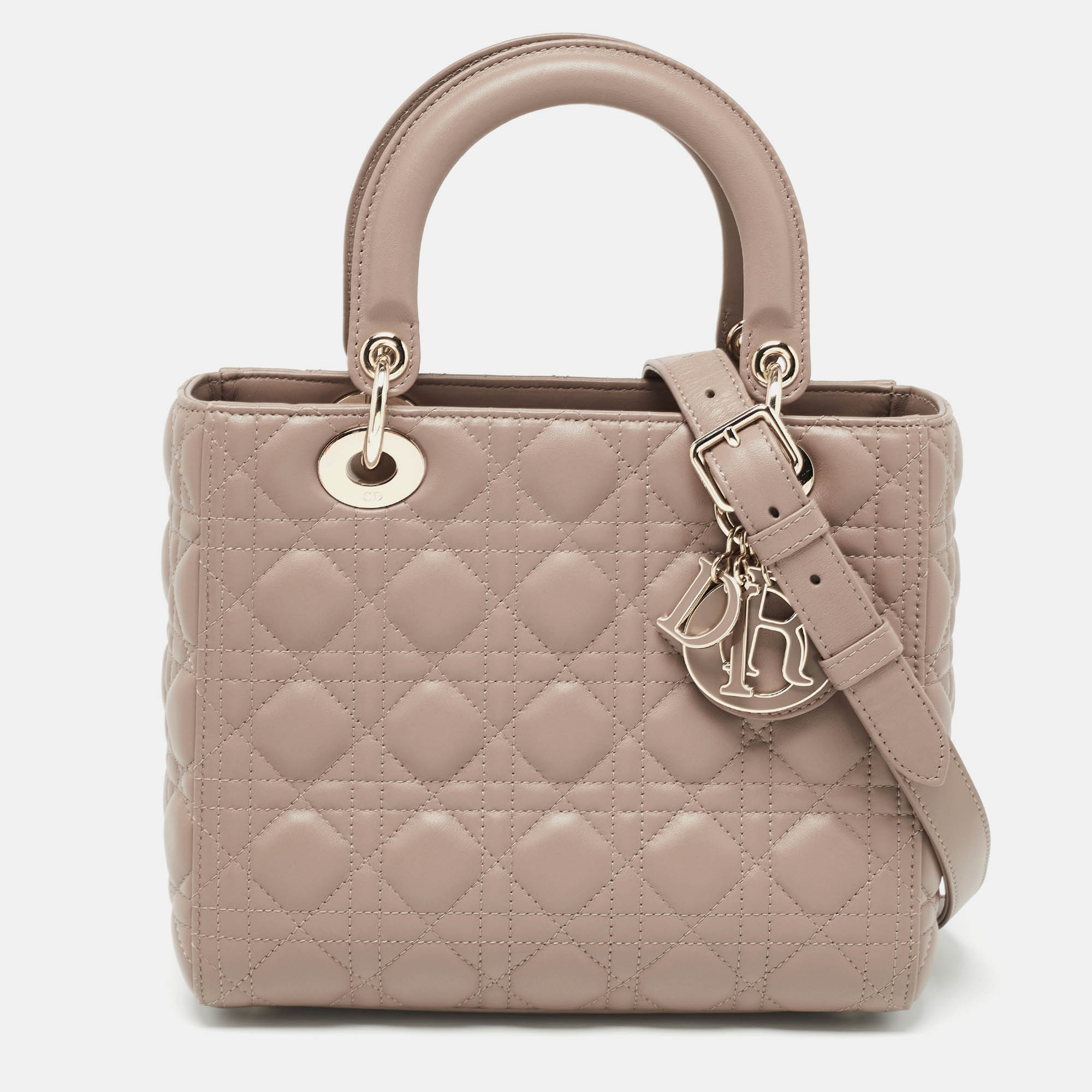 

Dior Beige Cannage Leather  Lady Dior Tote