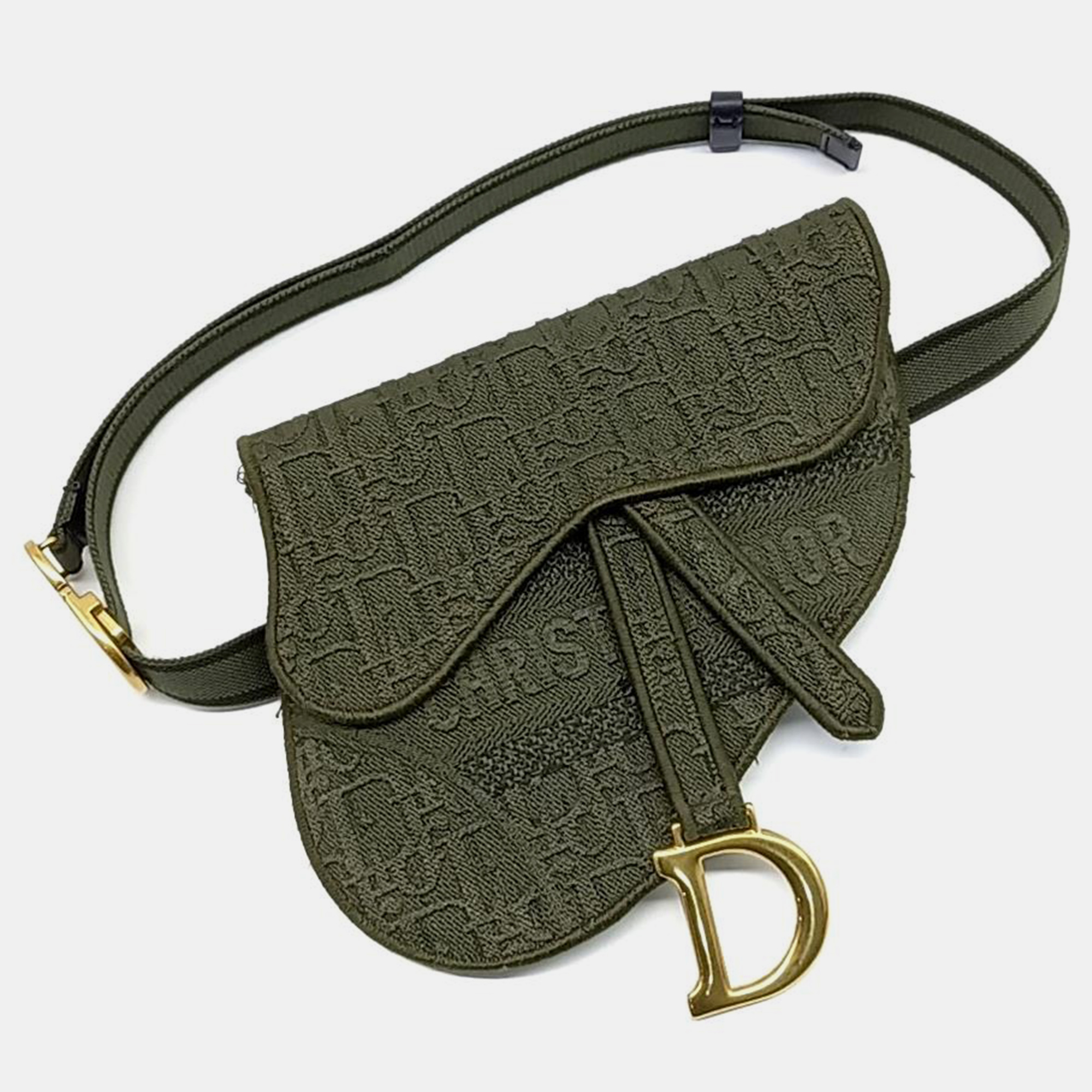 

Dior Khaki Oblique Canvas Saddle Belt Bag, Green