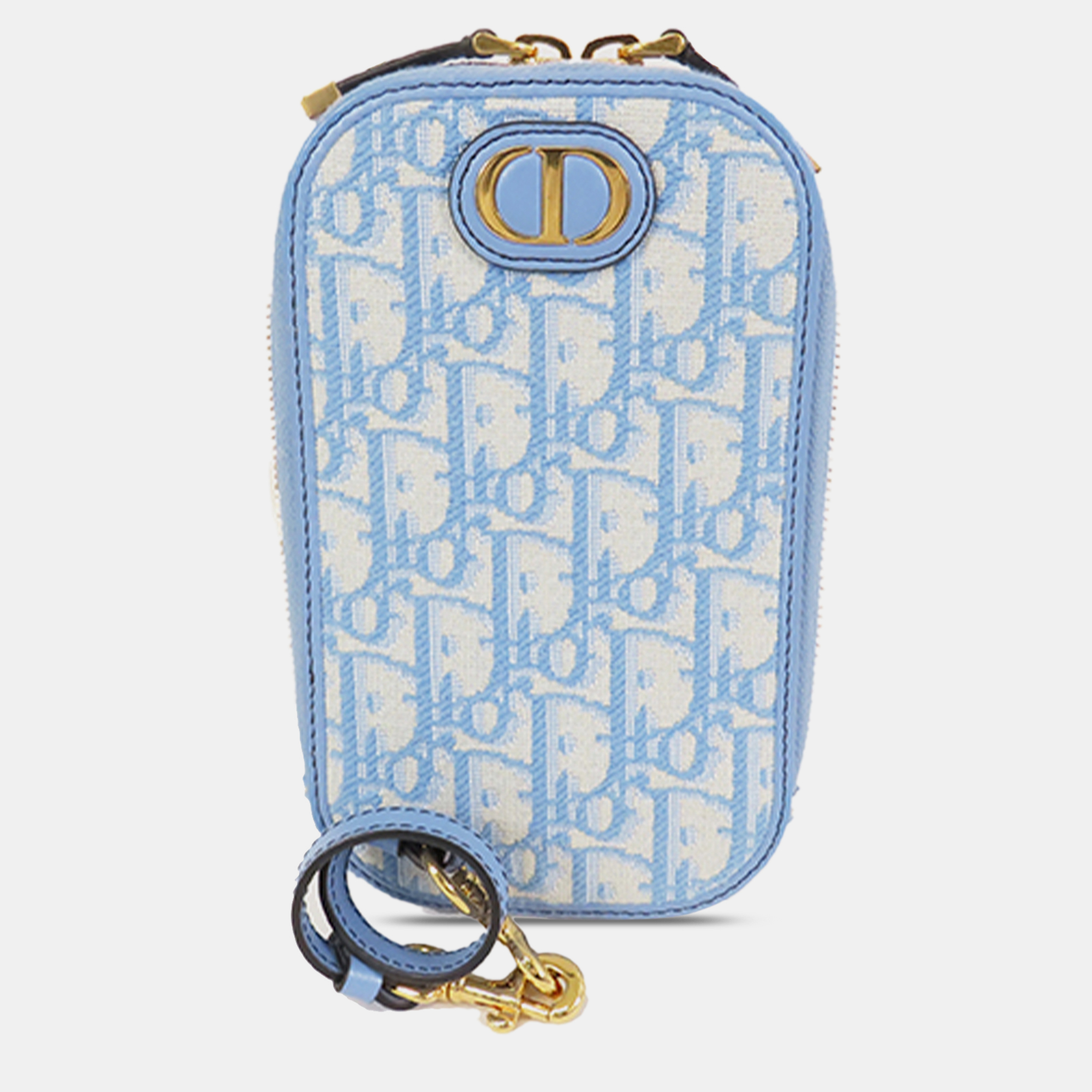Pre-owned Dior Oblique 30 Montaigne Phone Holder In Blue