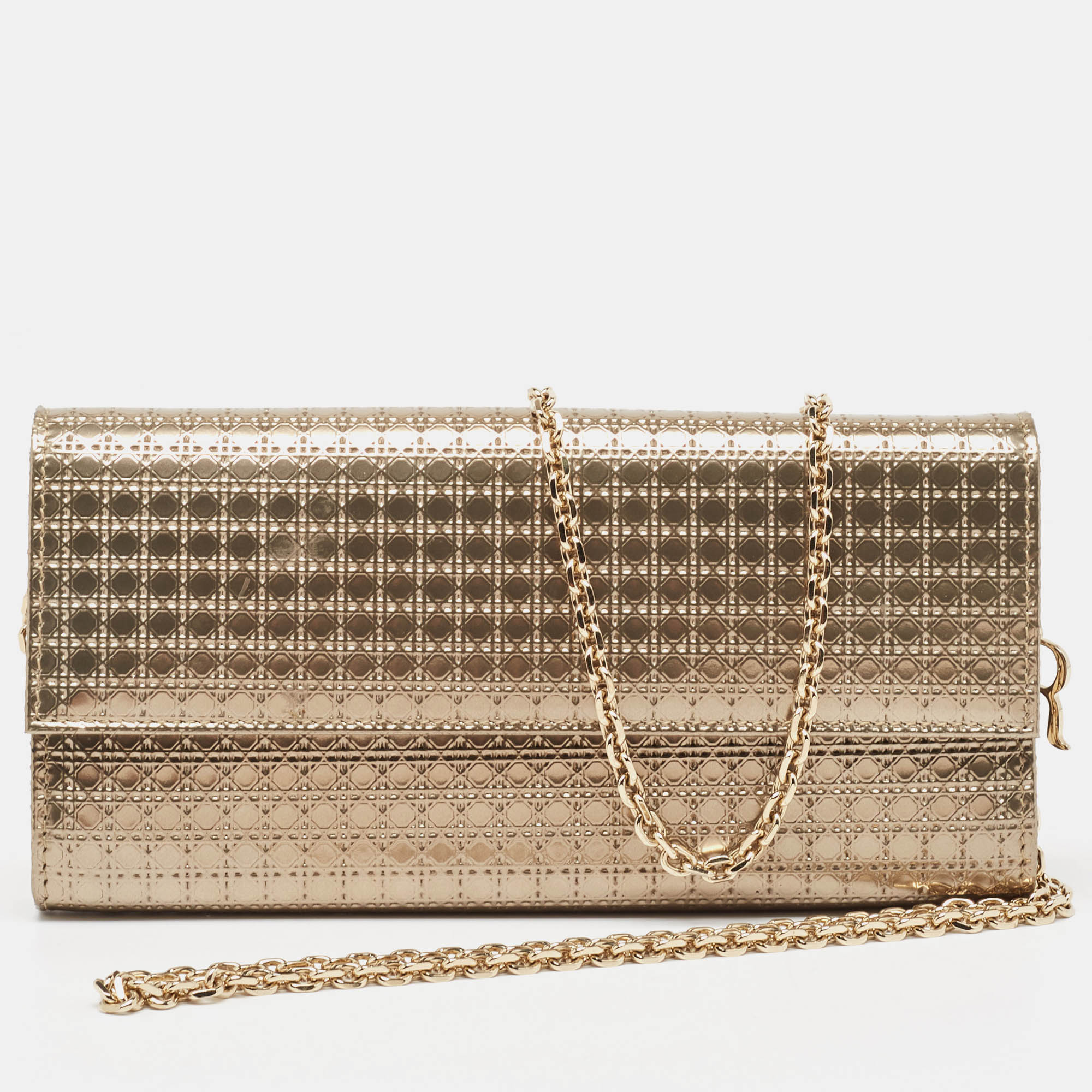 

Dior Gold Microcannage Patent Leather Croisiere Wallet On Chain