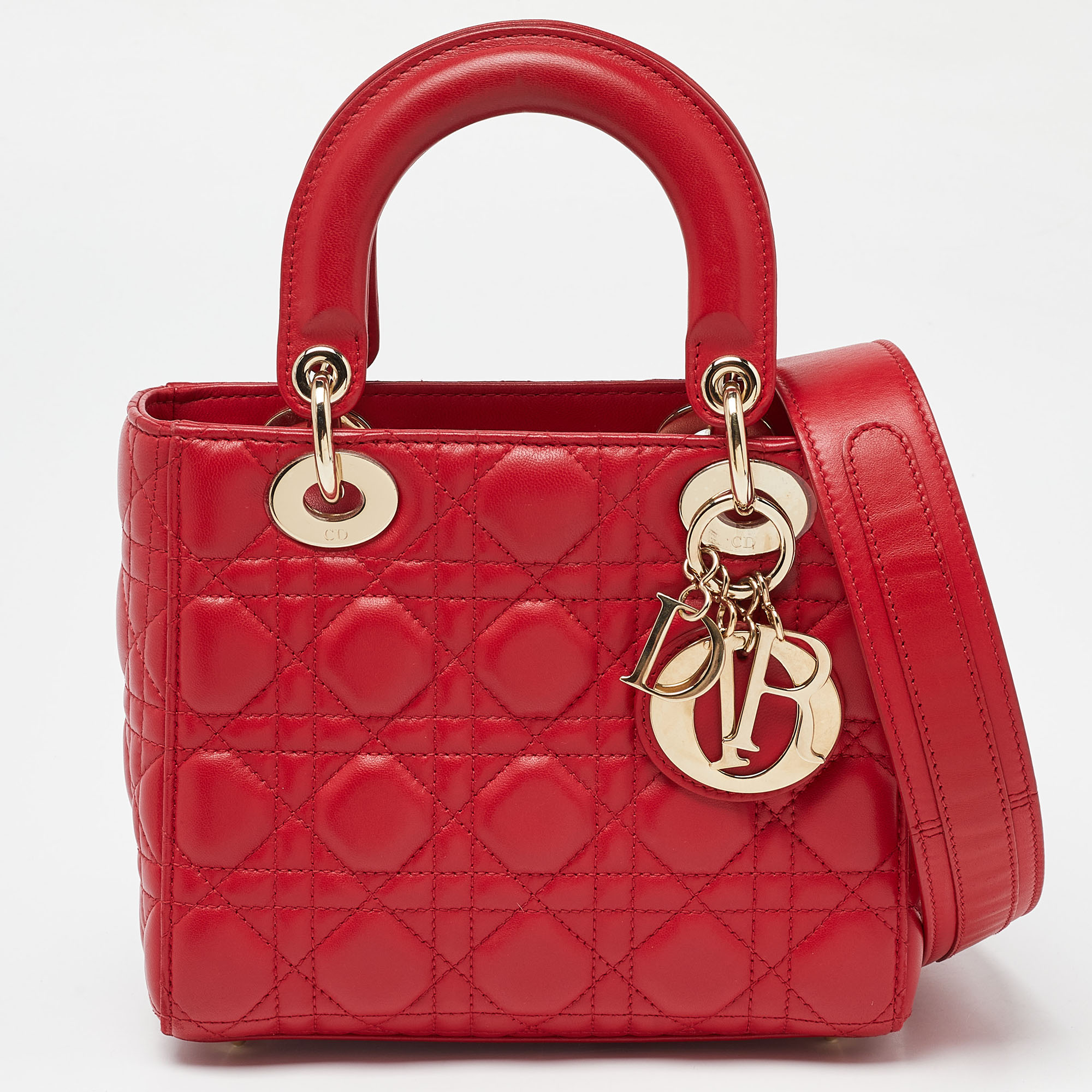 

Dior Red Cannage Leather  Lady Dior My ABCDior Bag