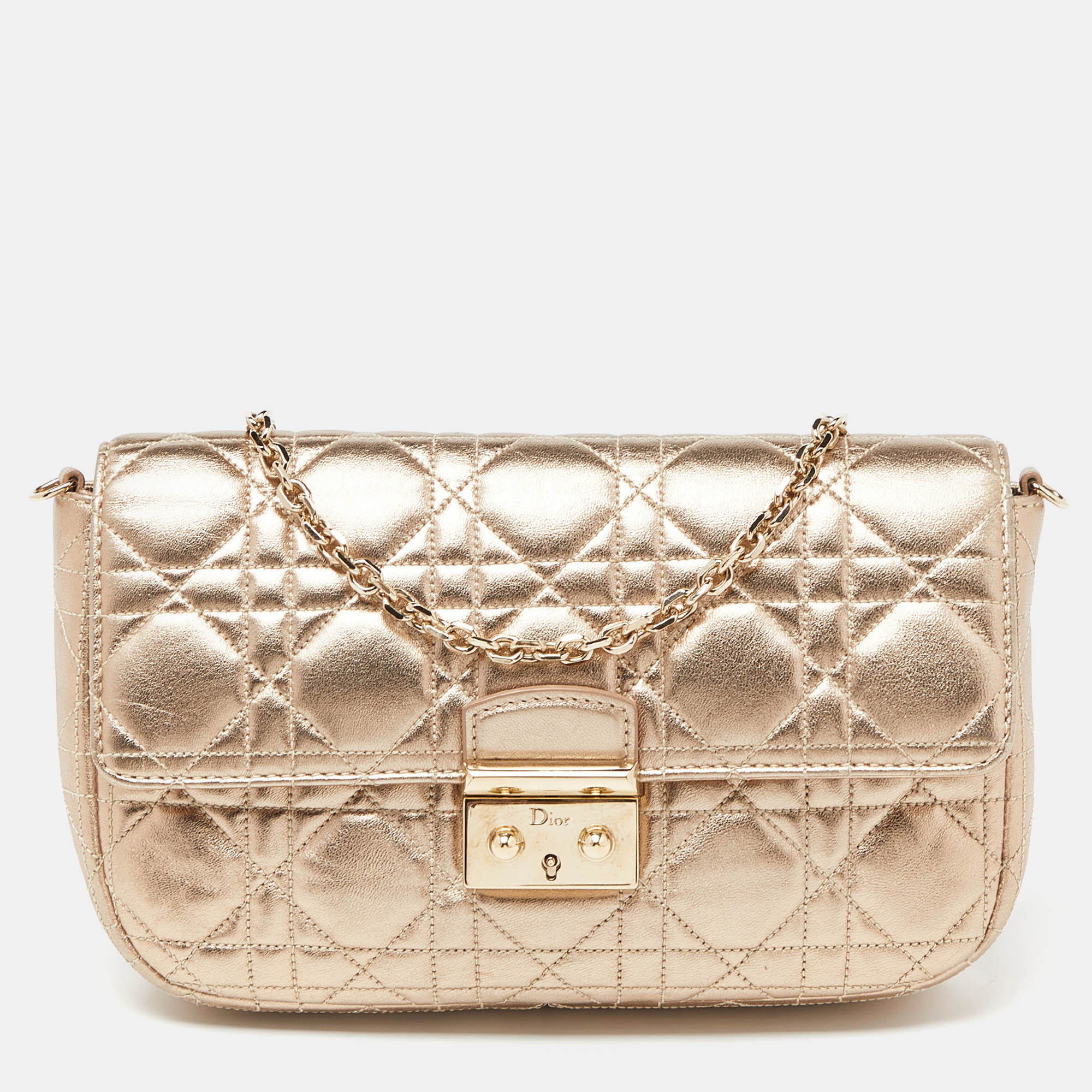 

Dior Gold Cannage Leather Miss Dior Promenade Chain Clutch