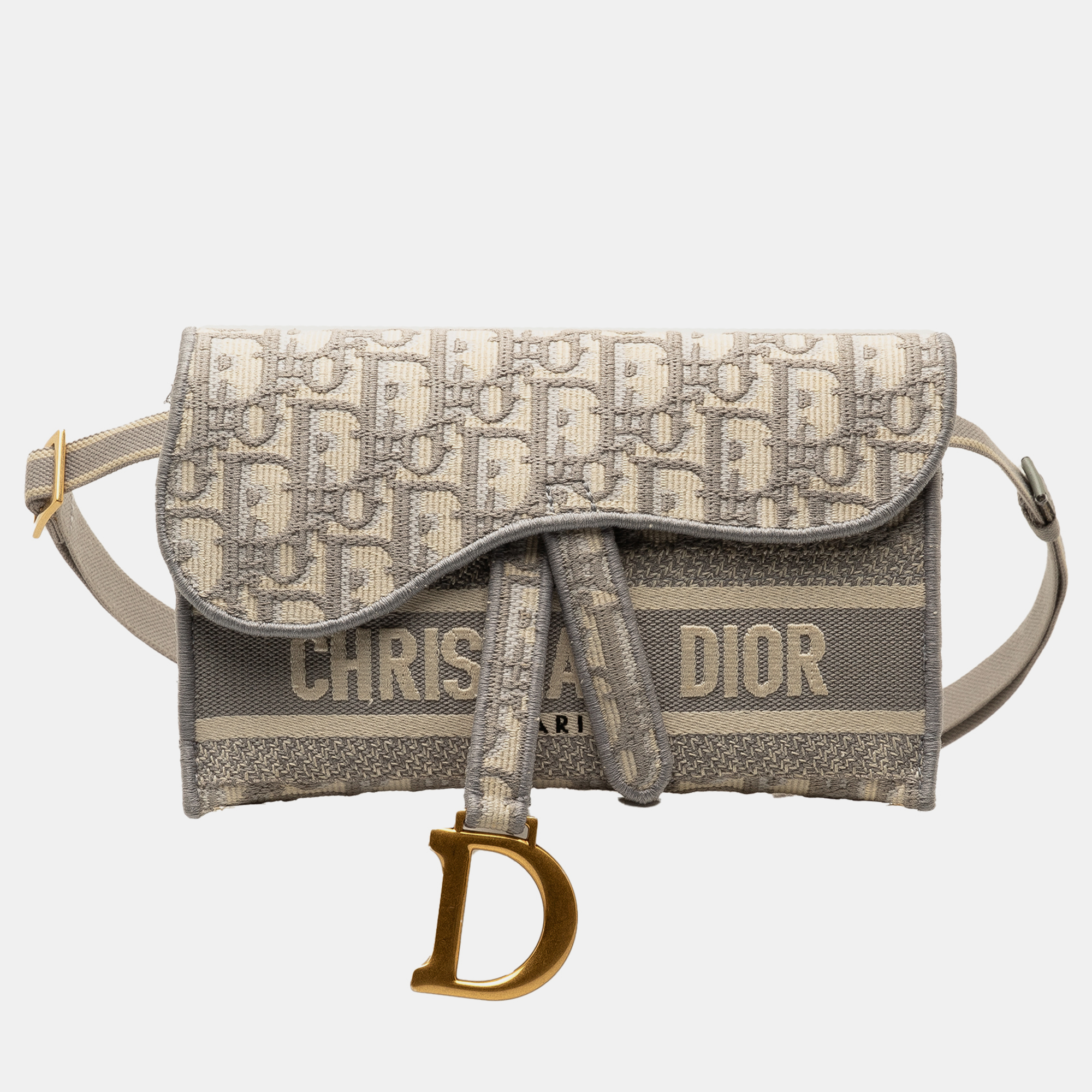 

Dior Oblique Saddle Slim Belt Pouch, Grey
