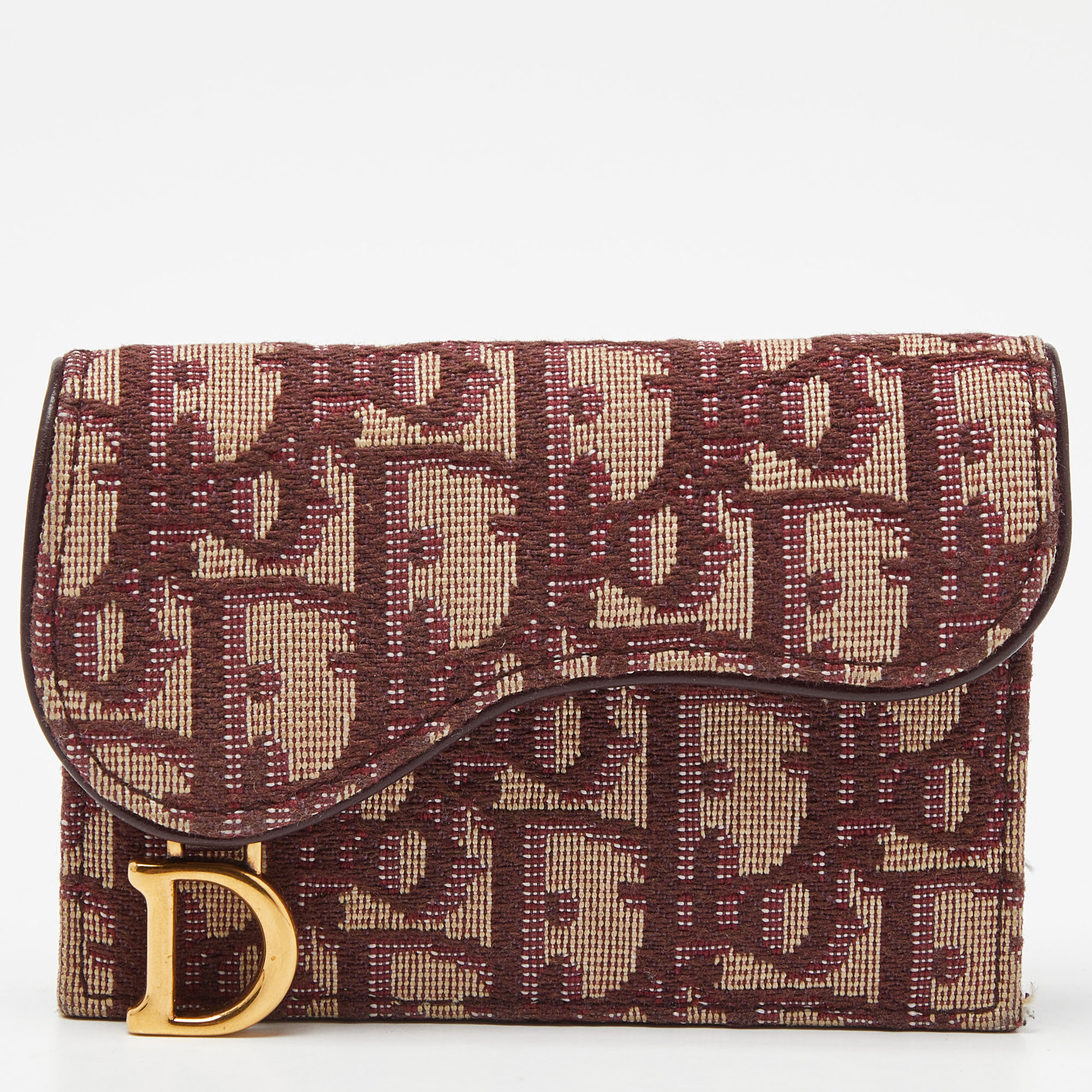 

Dior Burgundy Oblique Canvas and Leather Saddle Card Holder