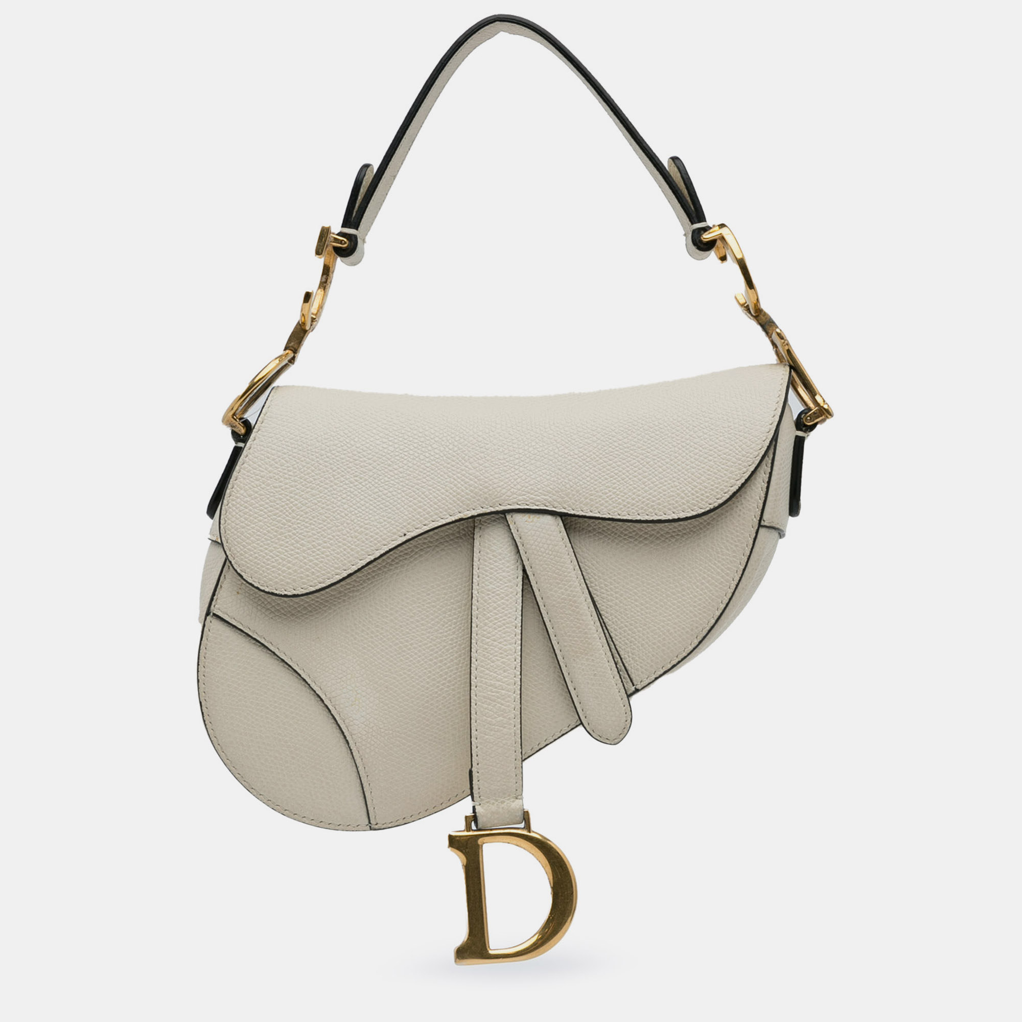 

Dior Mini Leather Saddle, White