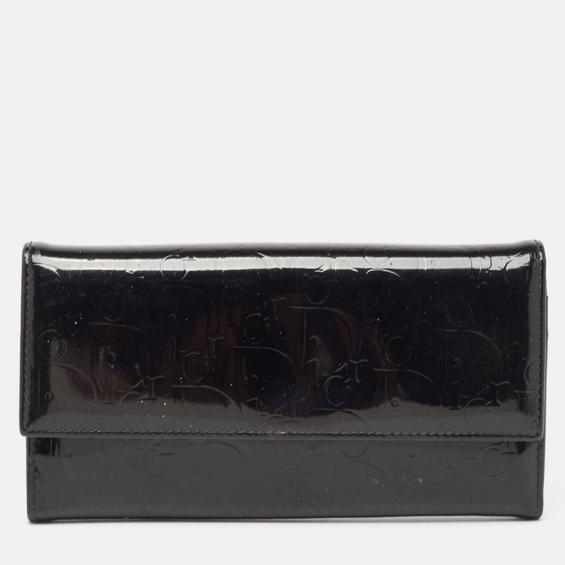 

Dior Black Oblique Embossed Patent Leather Continental Wallet