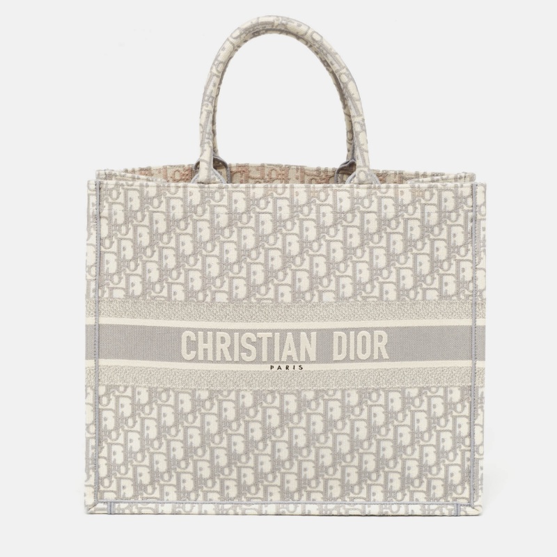 

Dior Grey Oblique Embroidered Canvas Large Book Tote